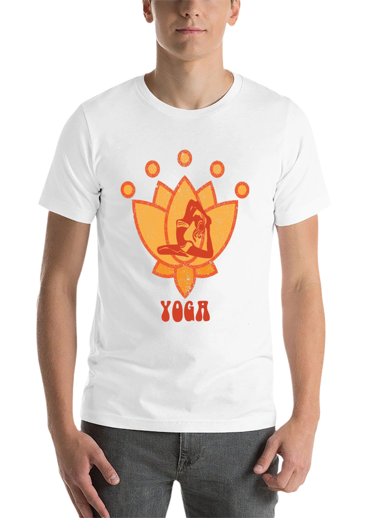 Black Yoga Lotus Graphic Tee - Black Cotton T-Shirt view 14