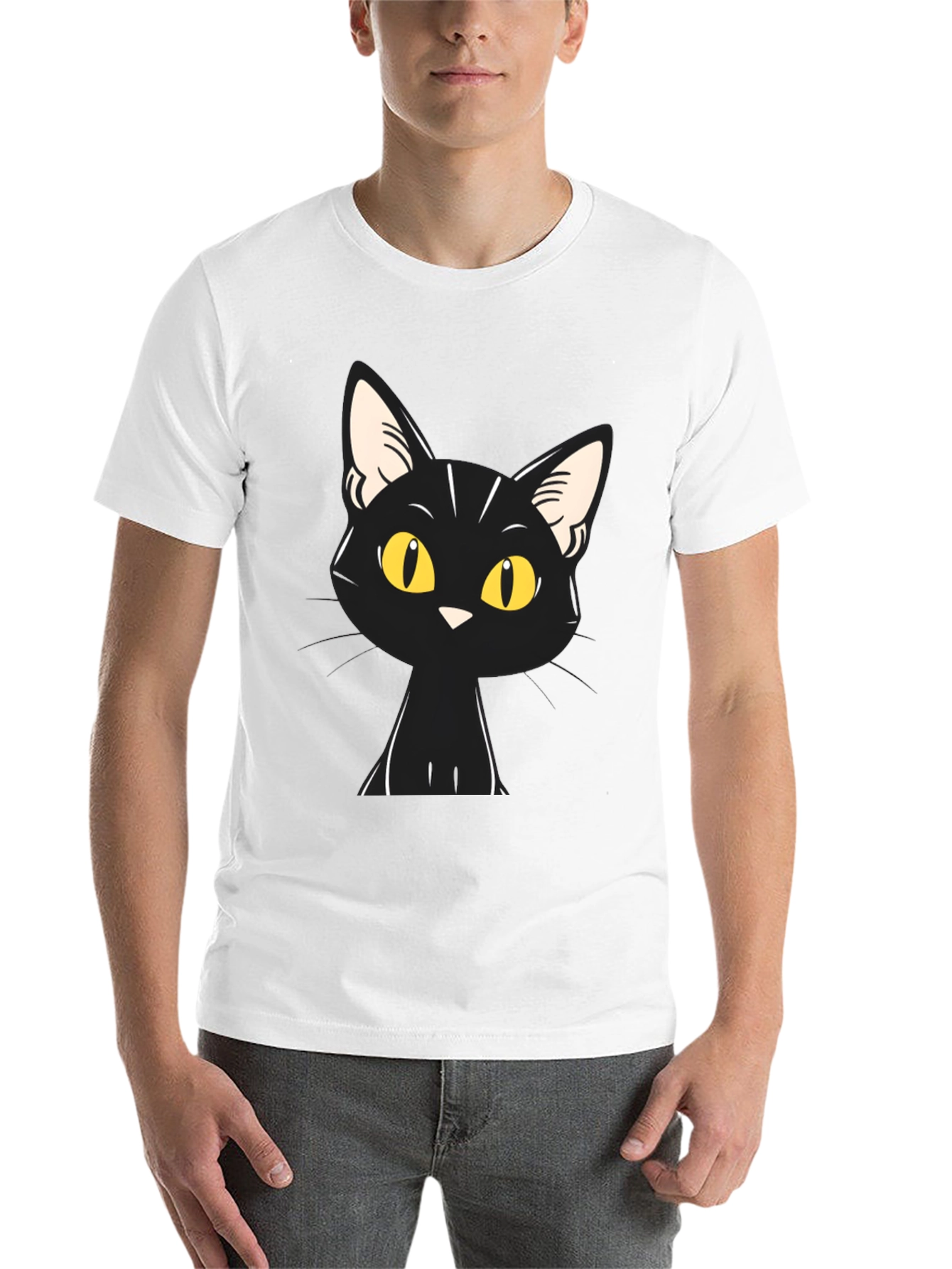 Black Black Cat Graphic Tee - Unisex Cotton T-Shirt view 14