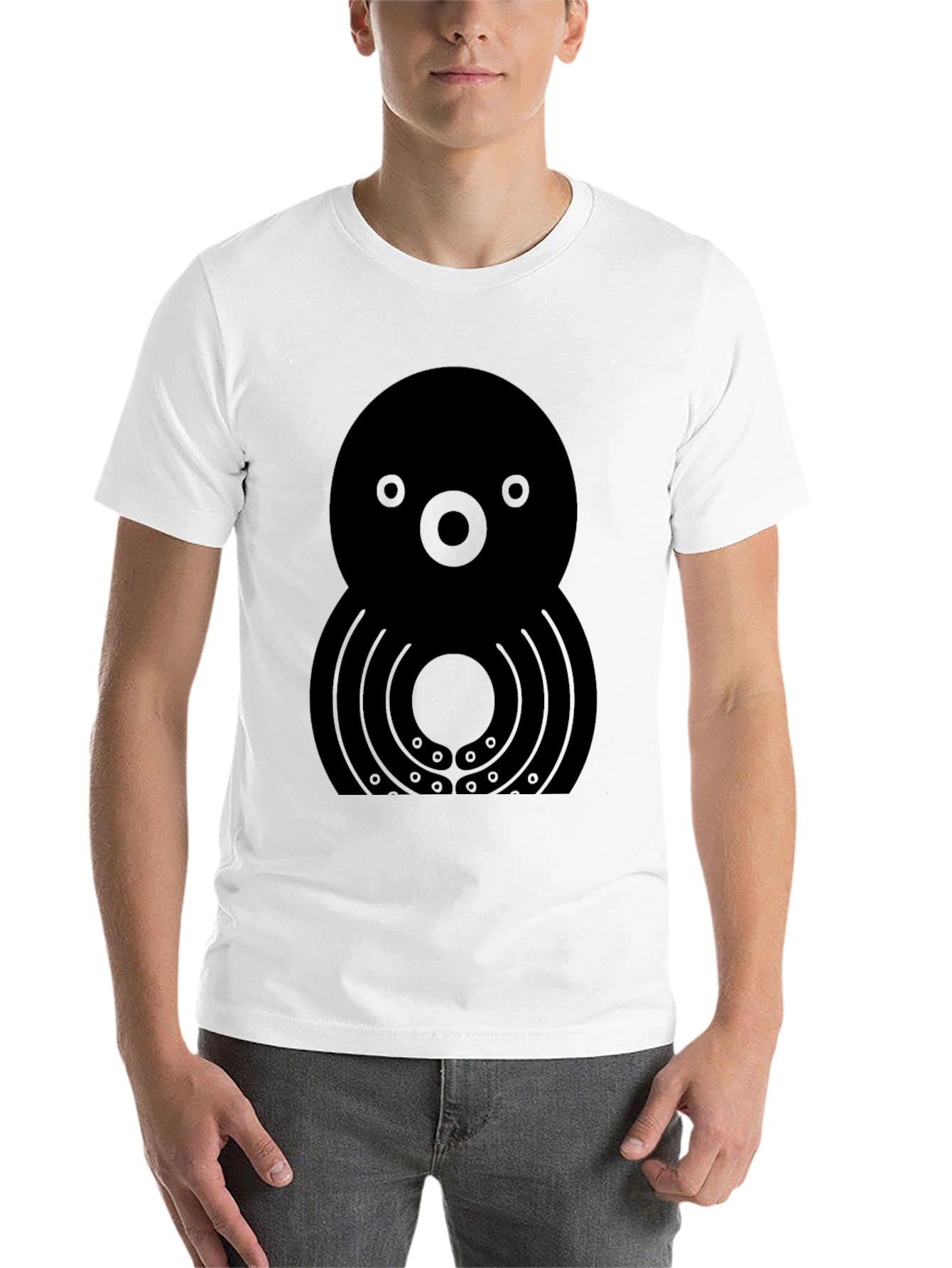 Black Unique Graphic Octopus T-Shirt - Black view 14