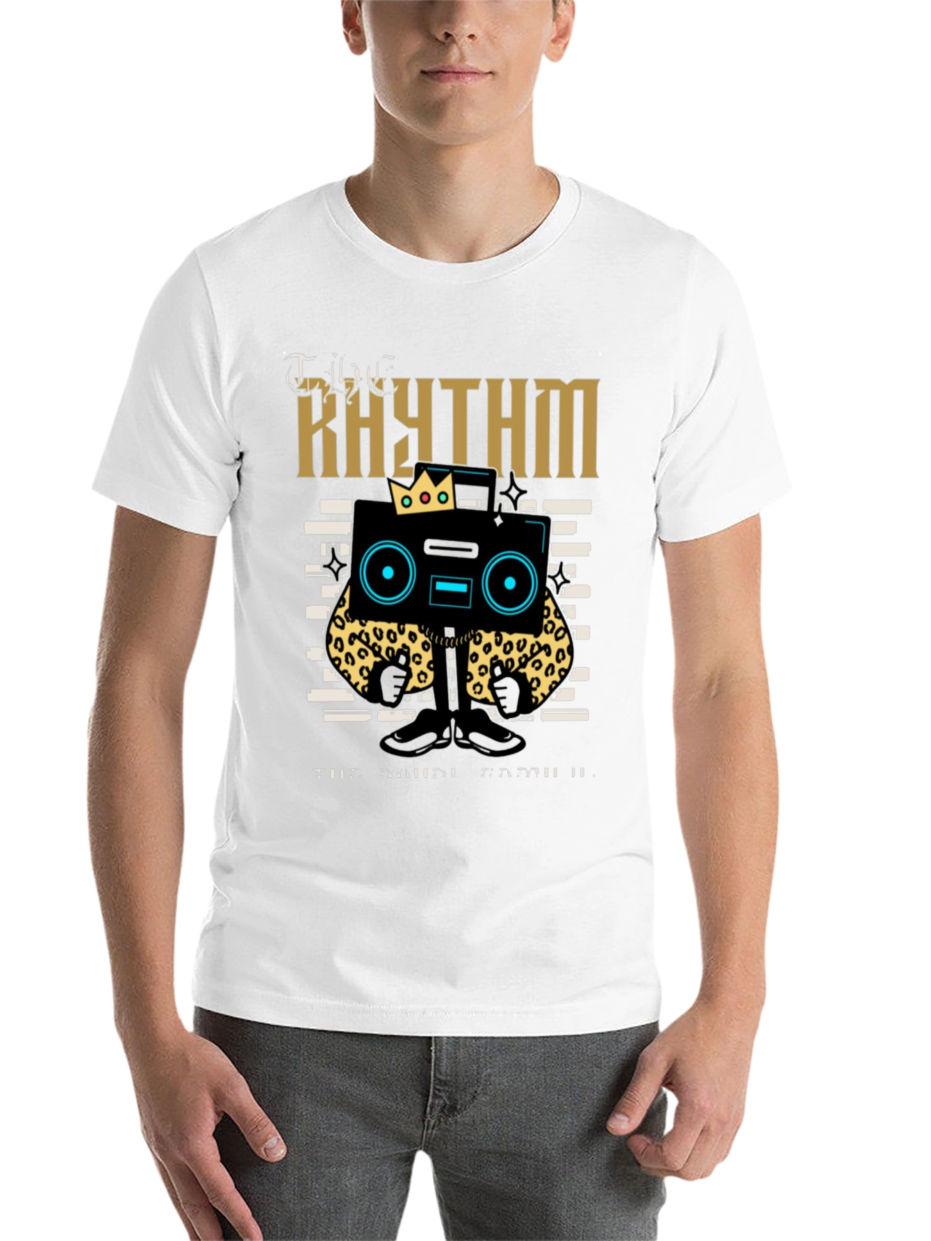 Black Rhythm Graphic Tee - Cool Cartoon Boombox Design view 14