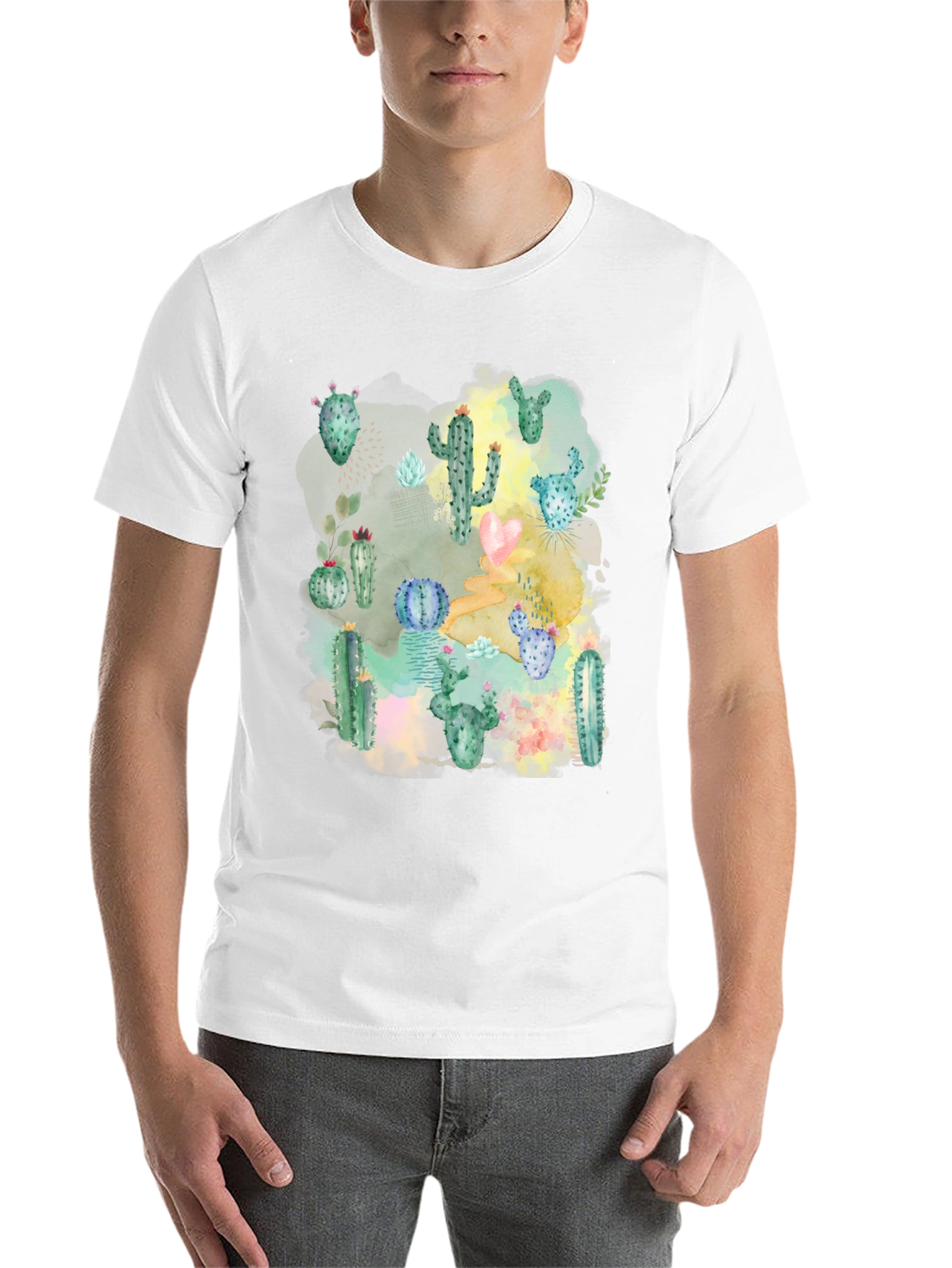 Black Cactus Watercolor Graphic Tee - Stylish Desert Design view 14