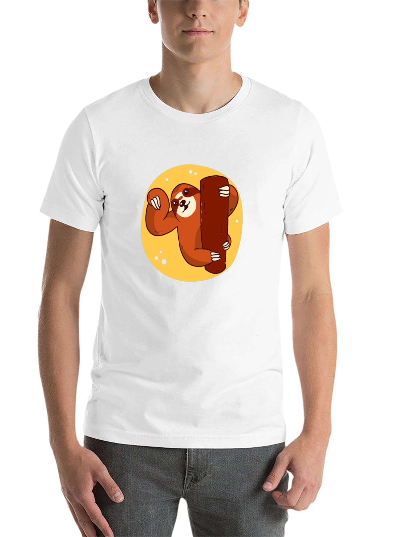 Black Sloth Hugging Tree T-Shirt - Relaxed Style view 14