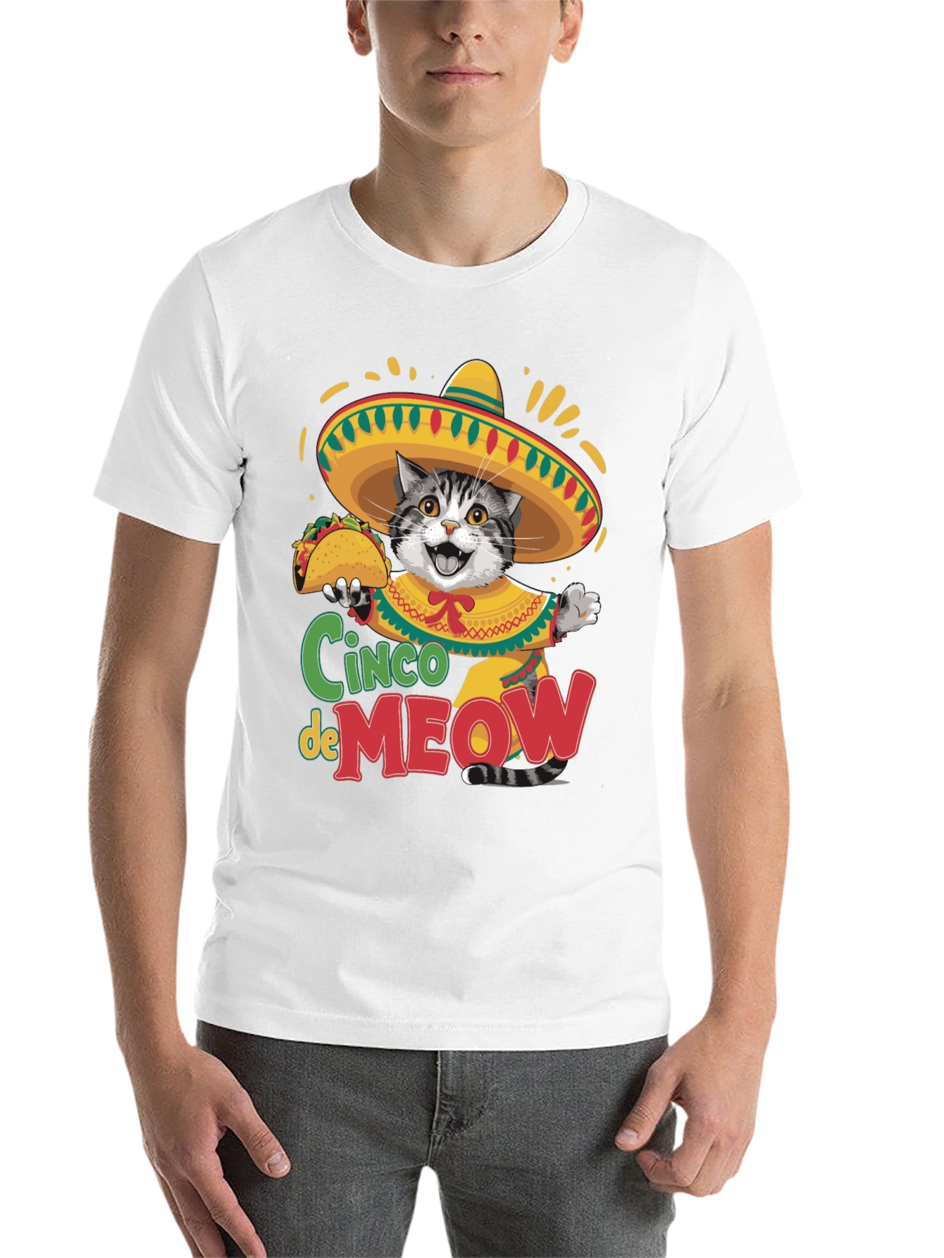 Black Cinco de Meow Cat T-Shirt - Taco Fiesta Tee view 14
