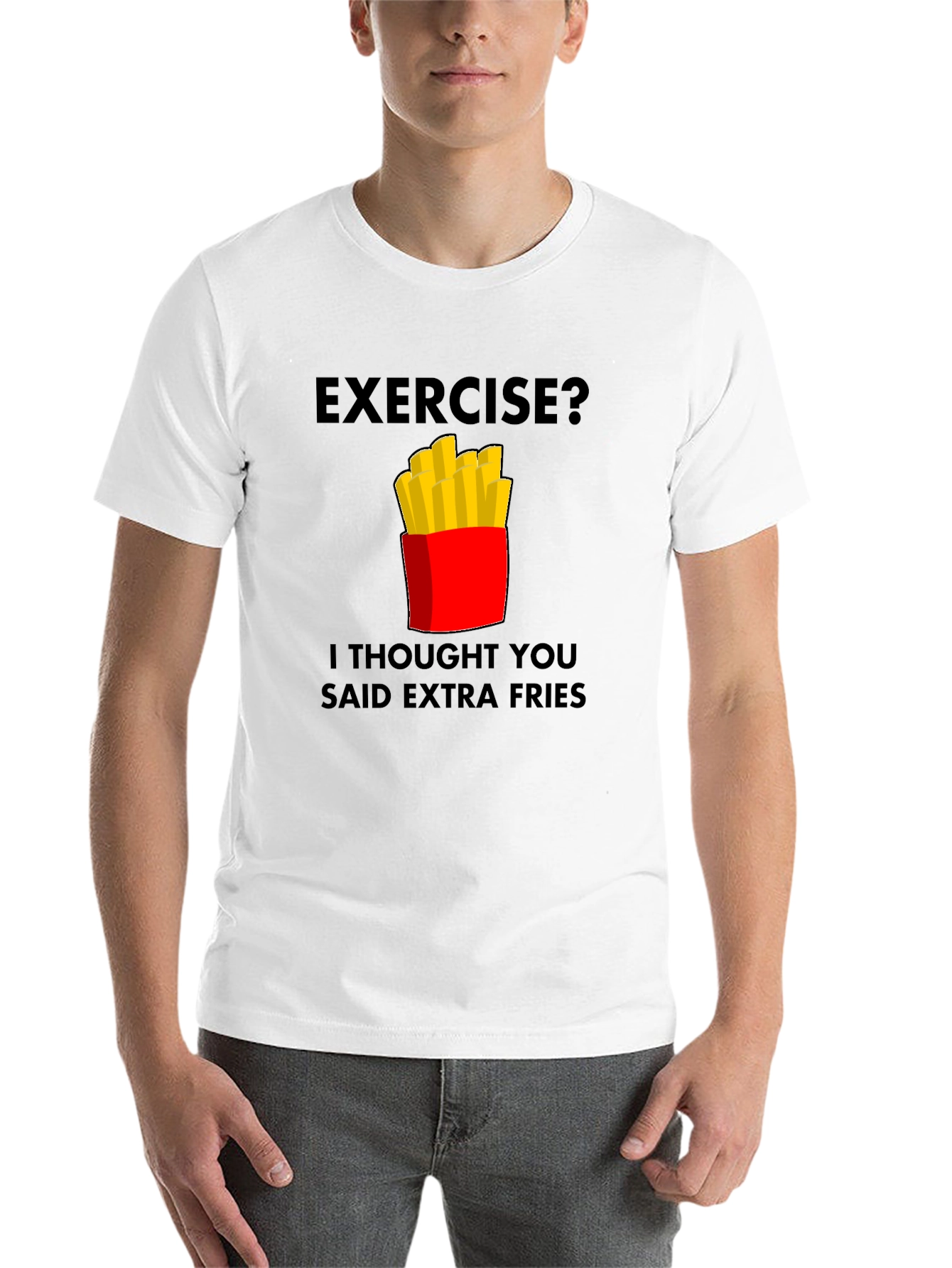 Black Funny Extra Fries Graphic T-Shirt view 14