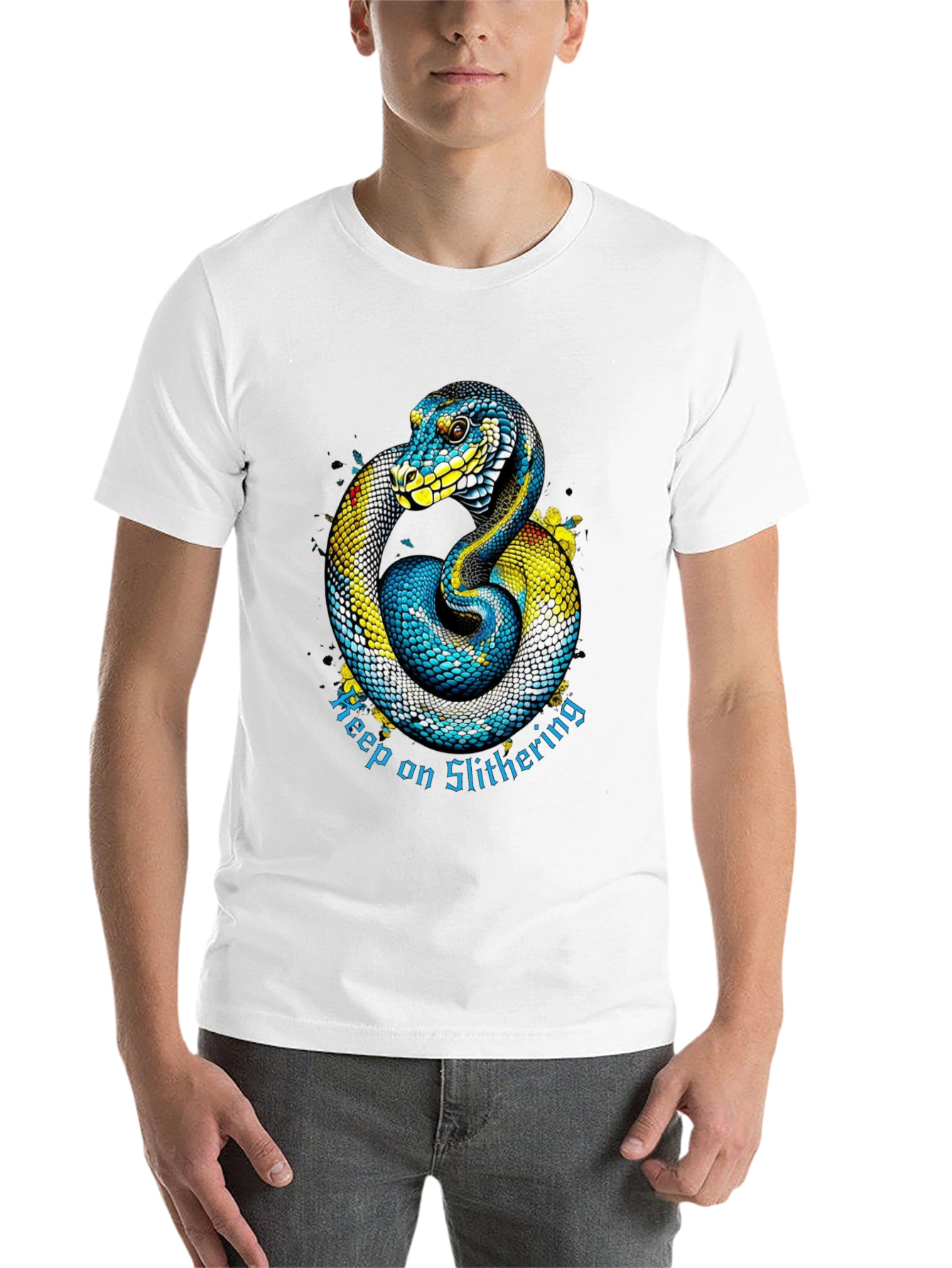 Black Keep on Slithering Snake Graphic Tee view 14