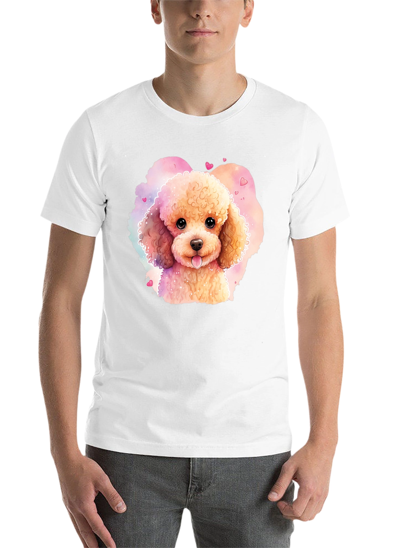 Black Cute Poodle Watercolor T-Shirt view 14