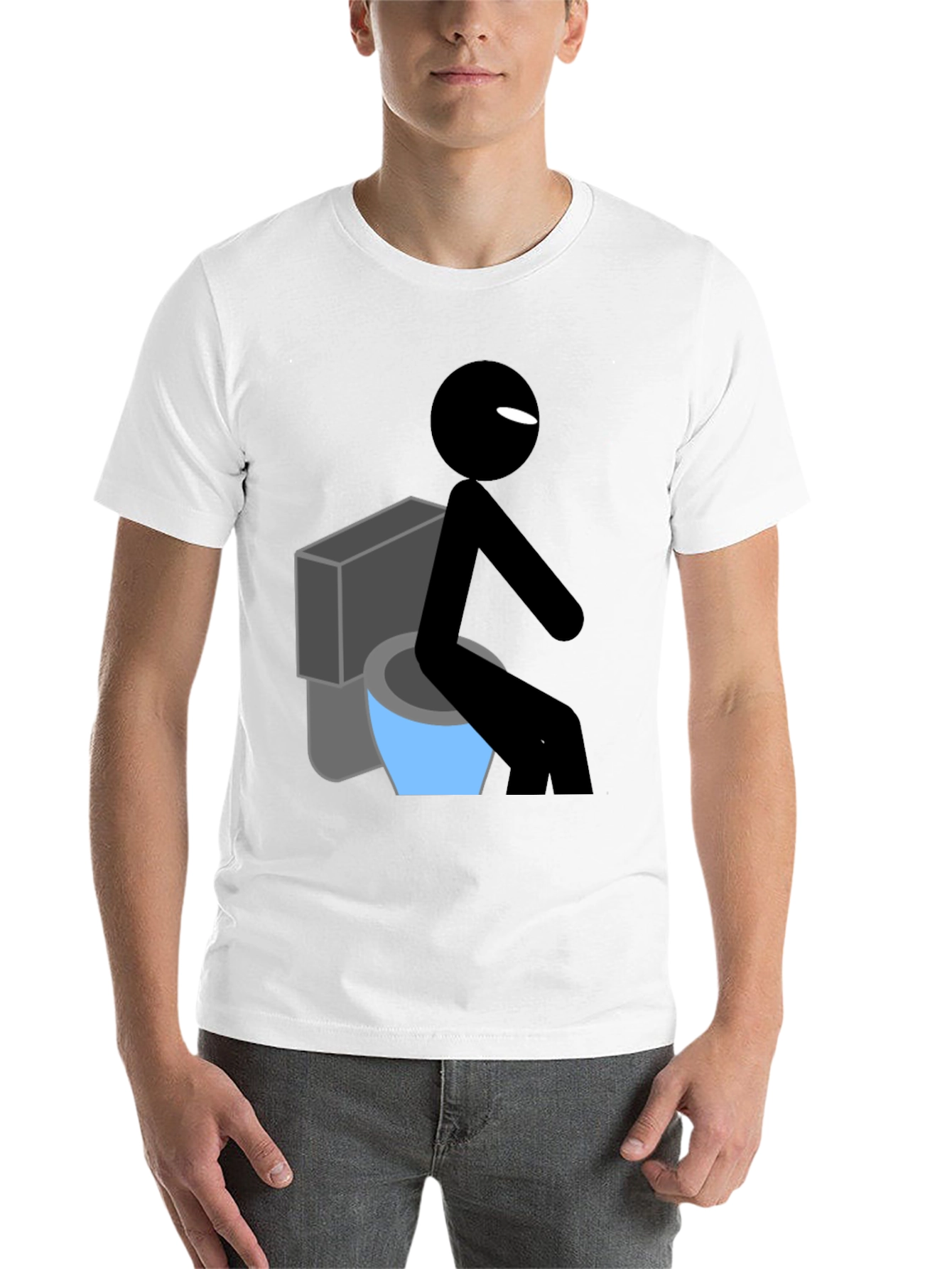 Black Toilet Humor Graphic Tee - Funny Stick Figure Shirt view 14