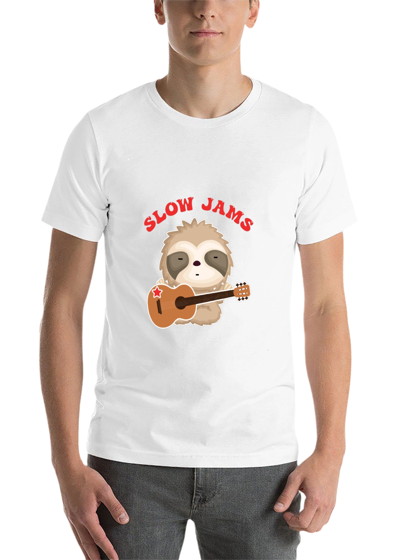 Black Slow Jams Sloth Guitarist Graphic Tee view 14