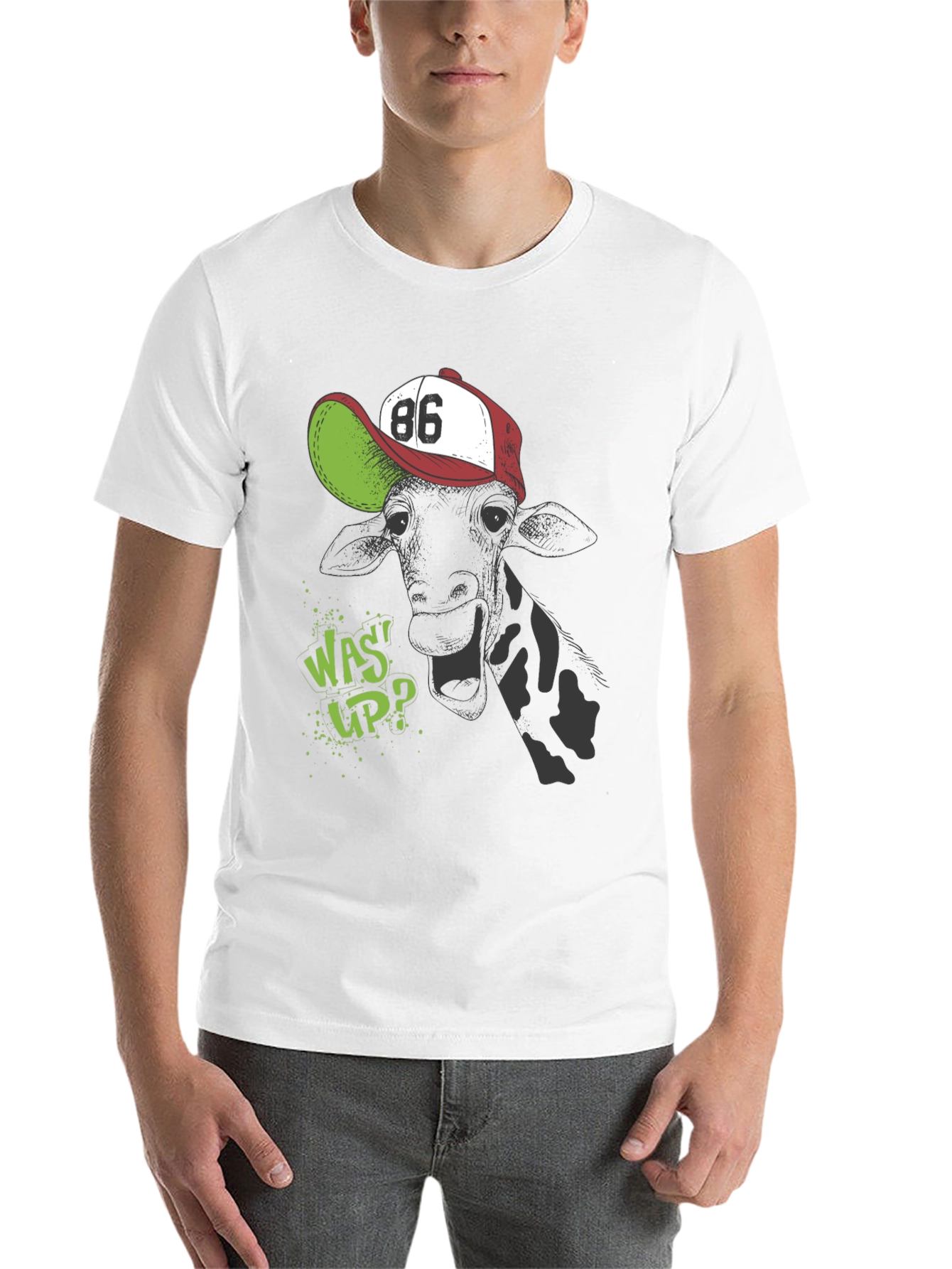 Black Cool Cow T-Shirt - 'Was Up?' Design view 14