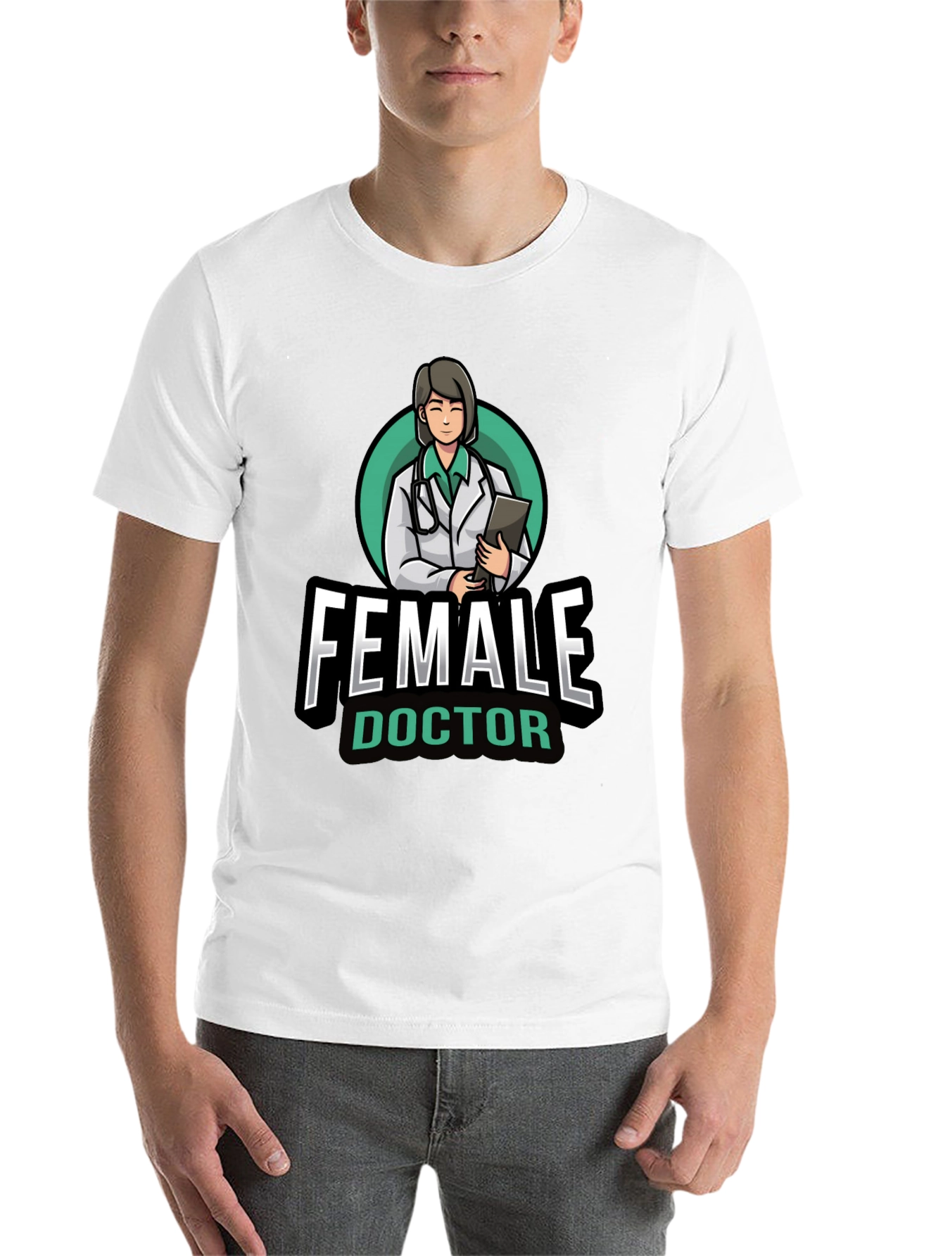 Black Female Doctor Graphic T-Shirt - Novelty Medical Apparel view 14