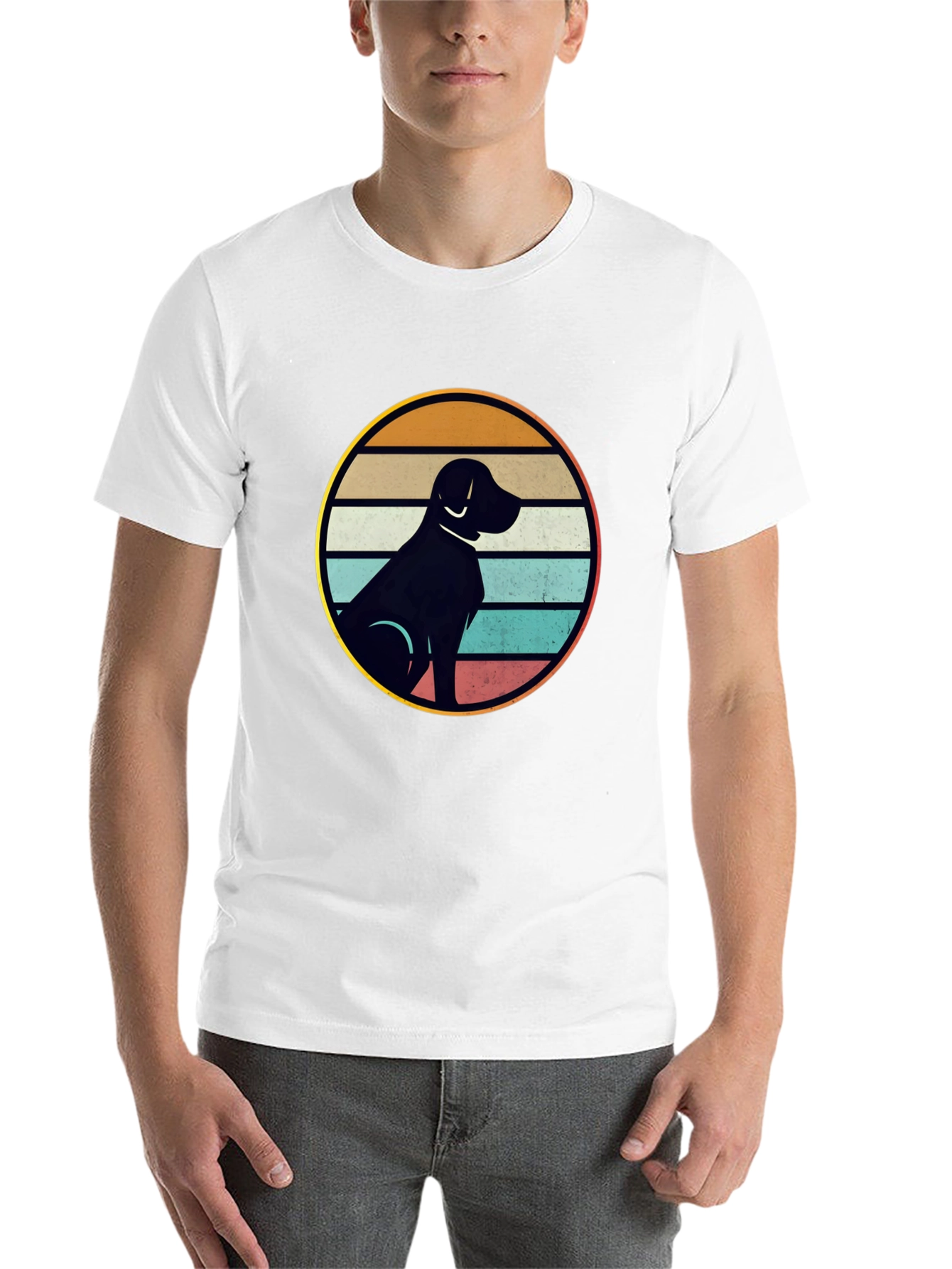 Black Retro Dog Silhouette T-Shirt view 14