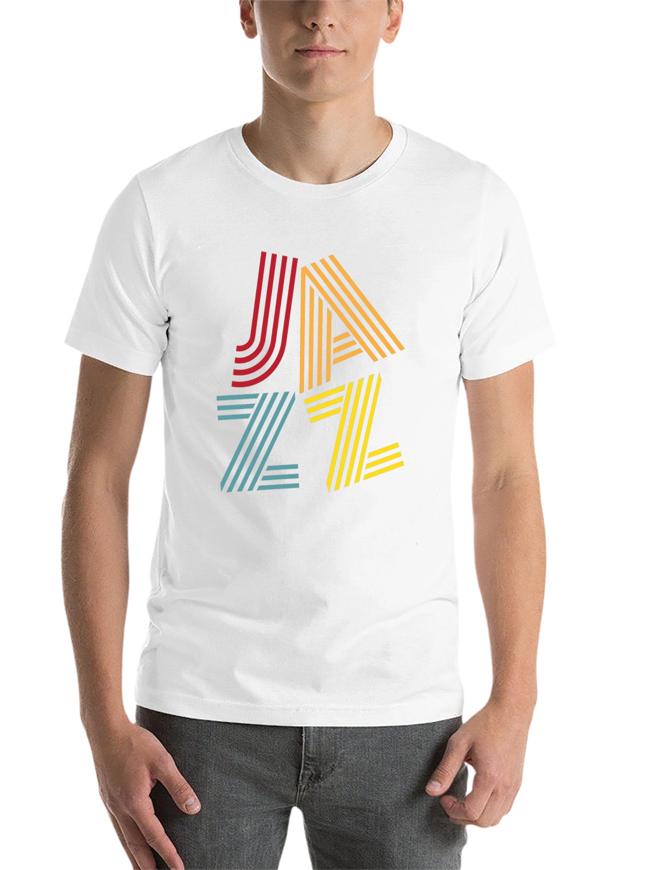 Black Retro Jazz T-Shirt: Colorful Striped Graphic Tee view 14