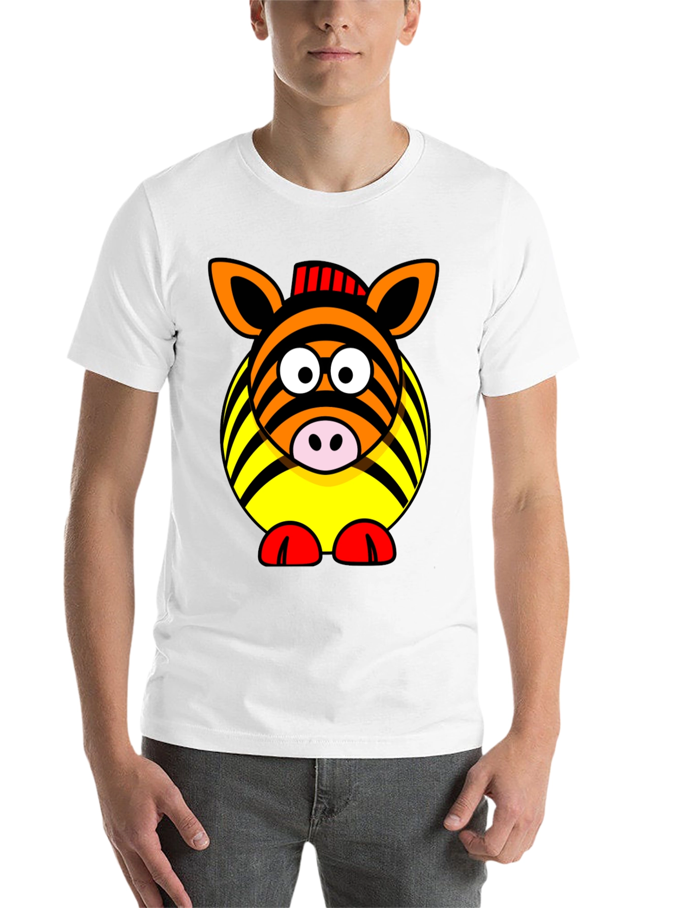 Black Zebra Cartoon Graphic Black T-Shirt view 14