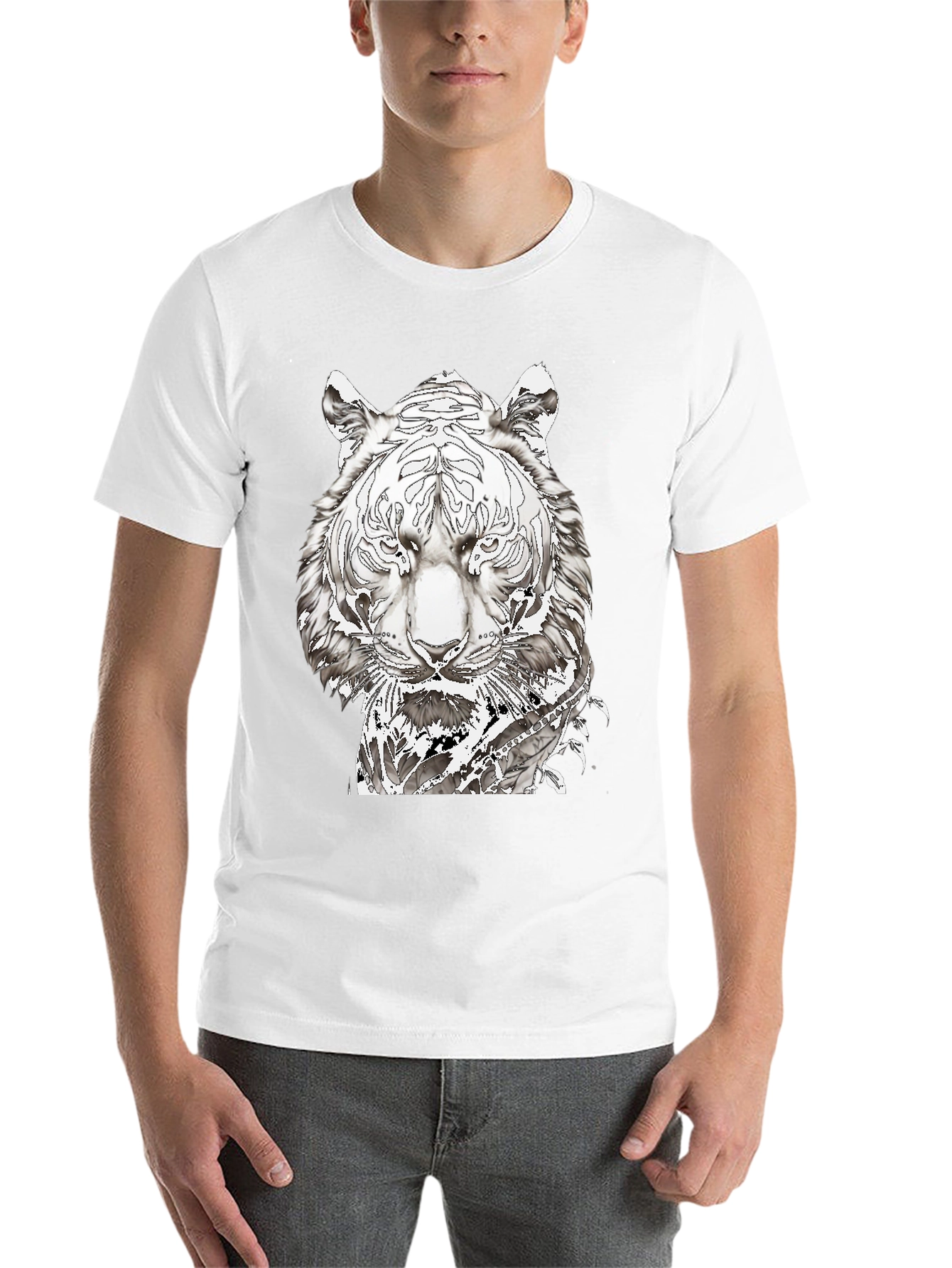 Black Black Tiger Graphic Print Tee view 14