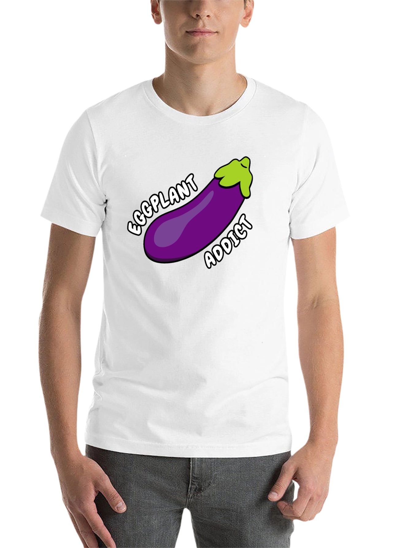 Black Eggplant Addict T-Shirt Funny Humor Graphic Tee view 14