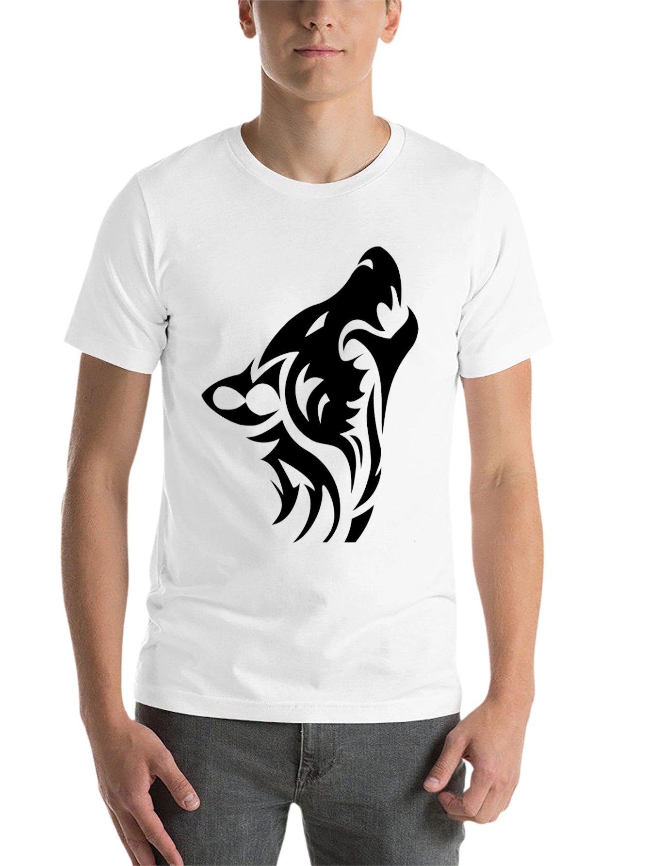 Black Black Tribal Wolf T-Shirt view 14