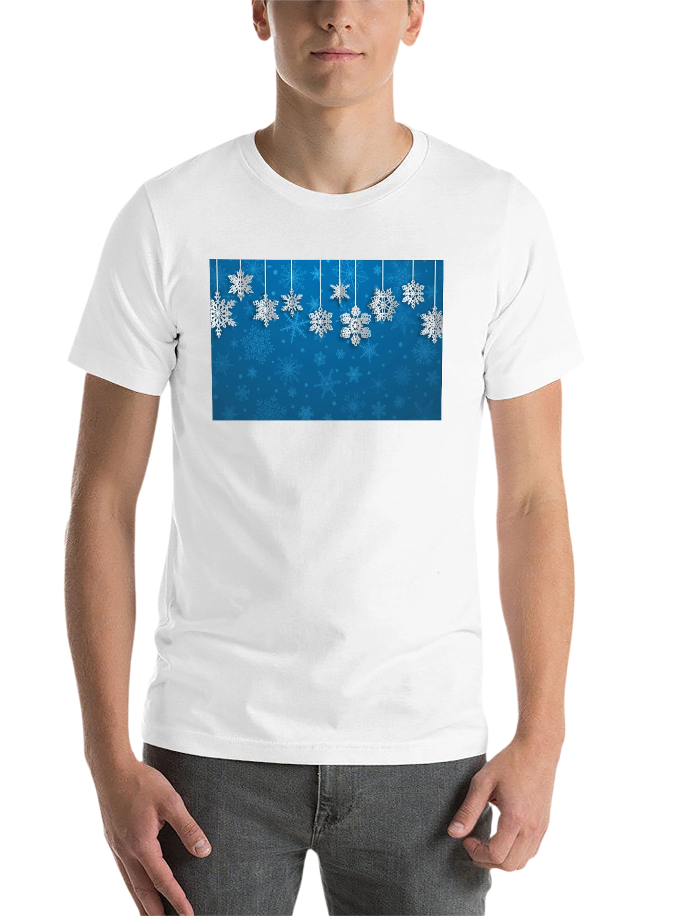 Black Snowflake Graphic Print Crew Neck T-Shirt view 14