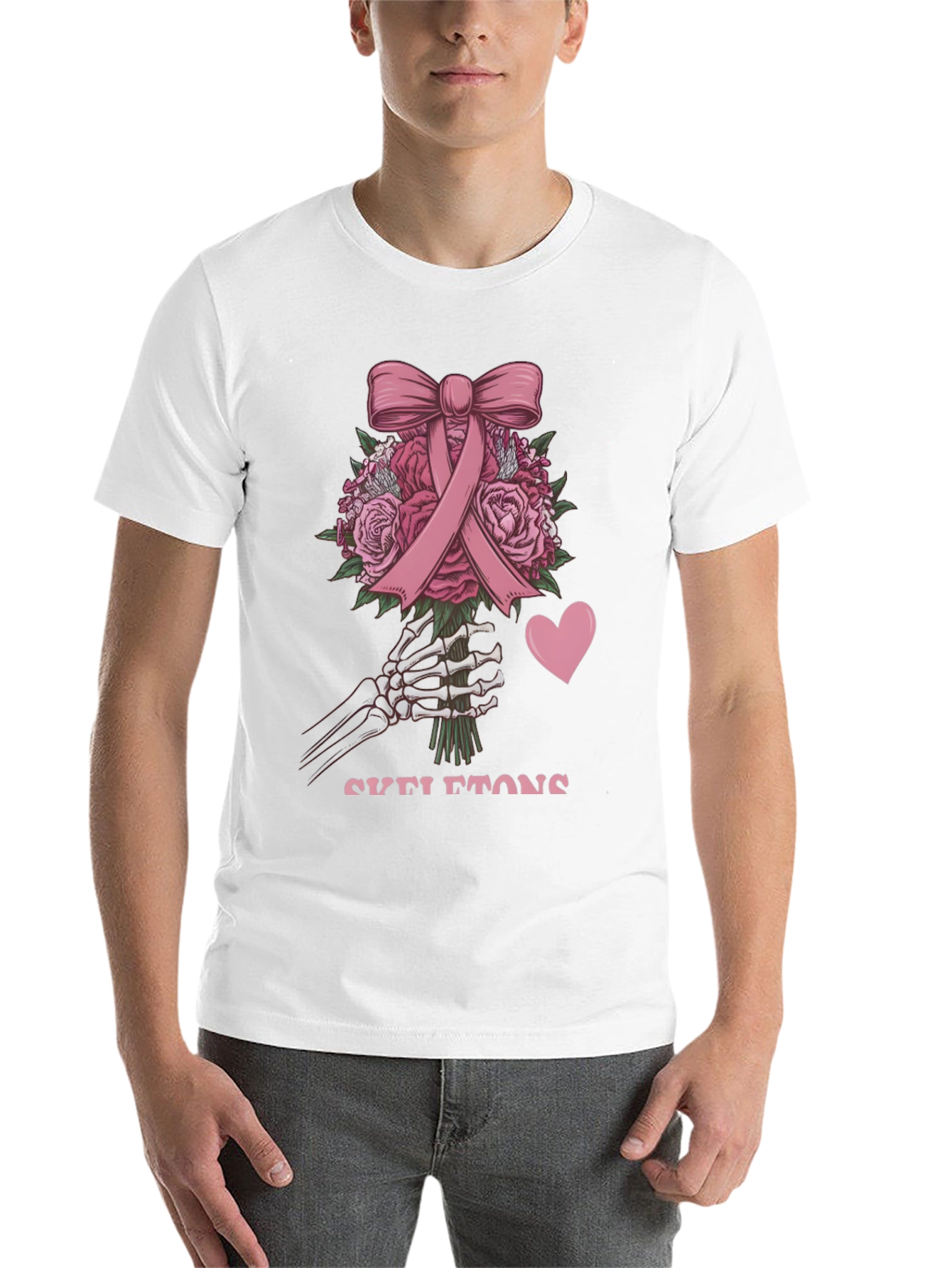 Black Skeleton Bouquet T-Shirt - Breast Cancer Awareness Tee view 14