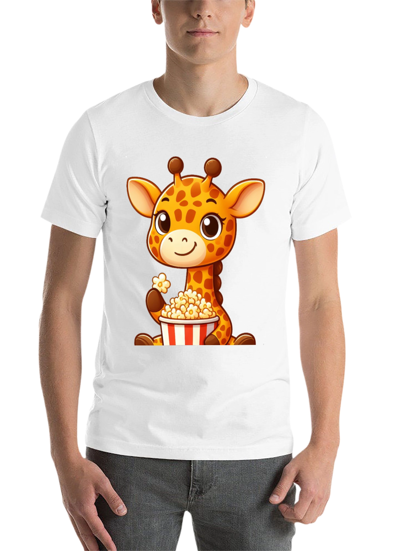 Black Giraffe Popcorn T-Shirt: Cute Cartoon Animal Tee view 14