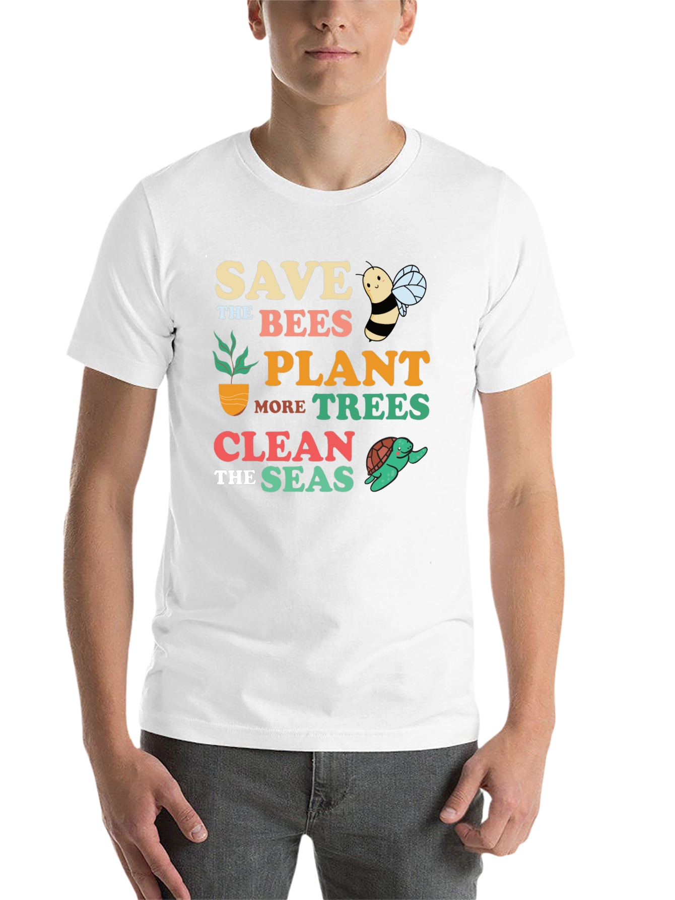 Black Save the Bees Graphic T-Shirt - Earth Day Apparel view 14