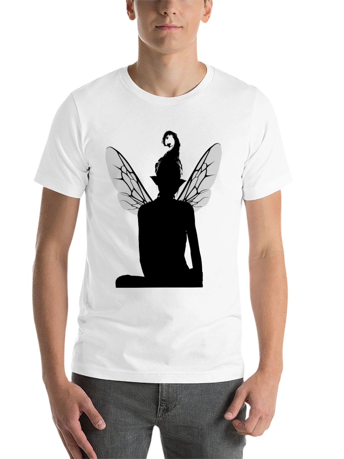Black Fairy Silhouette T-Shirt - Black Graphic Tee view 14