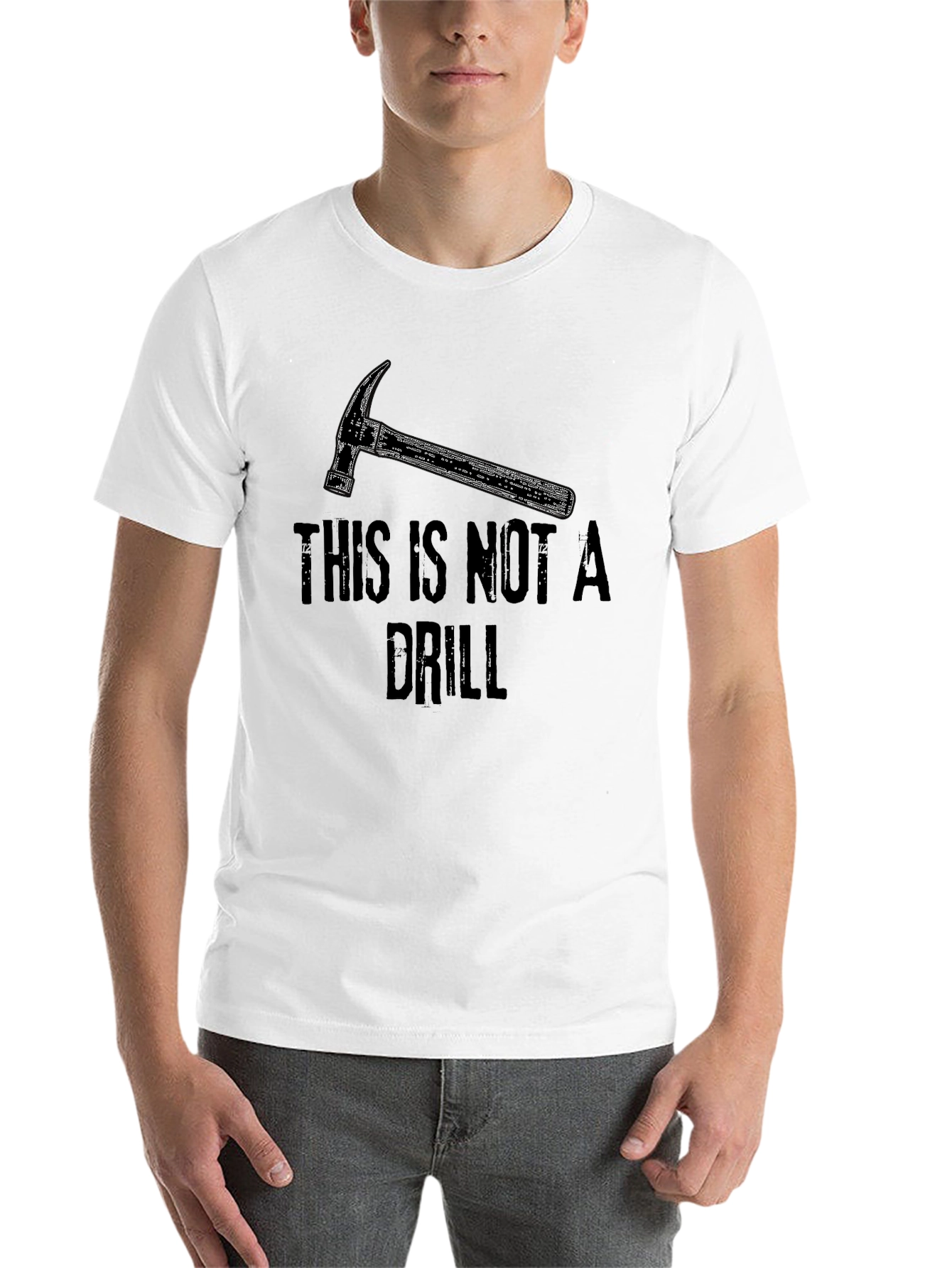 Black Funny Construction T-Shirt: This Is Not A Drill Hammer Tee view 14