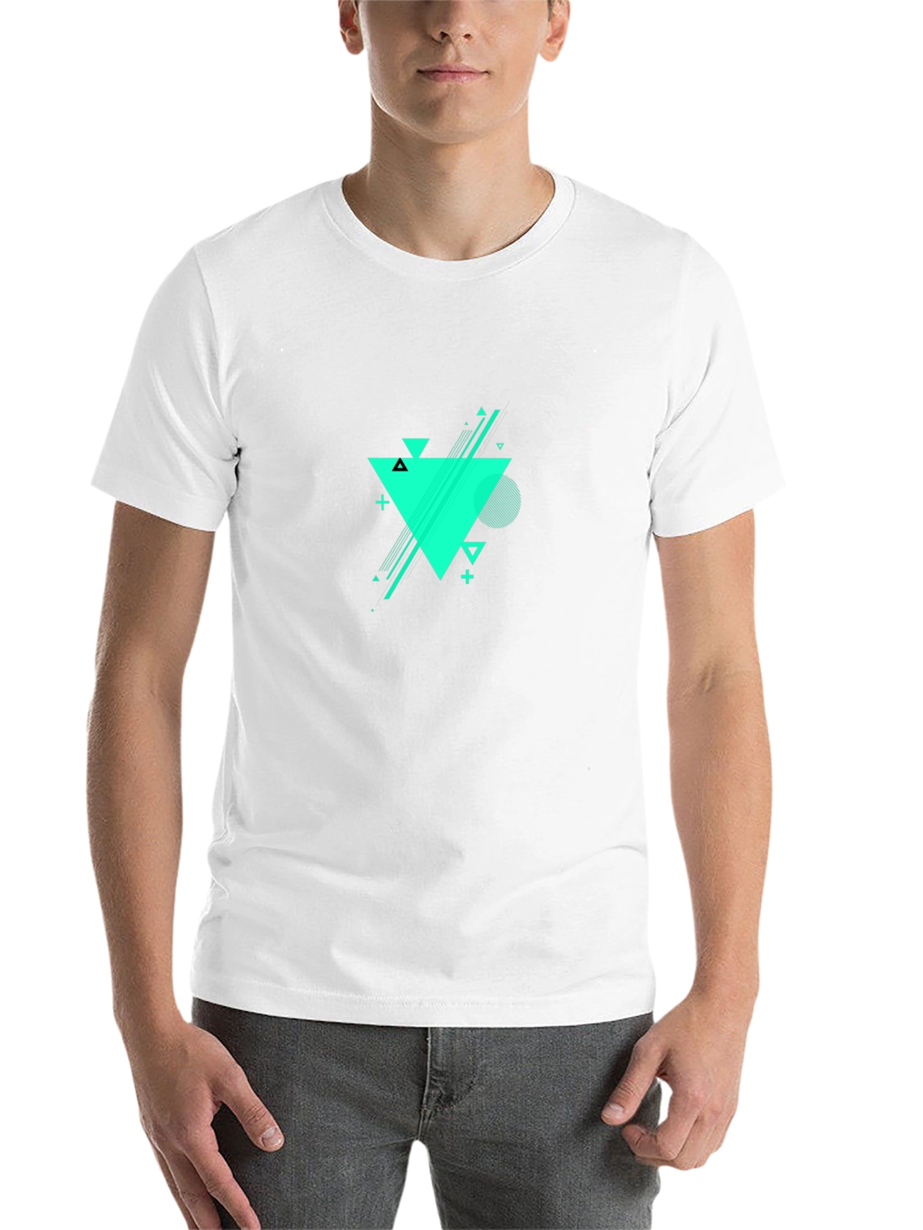 Black Abstract Geometric Triangle Tee view 14