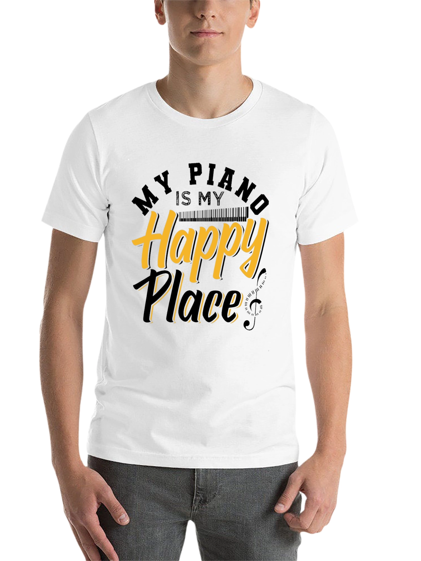 Black My Piano is My Happy Place Graphic Tee view 14