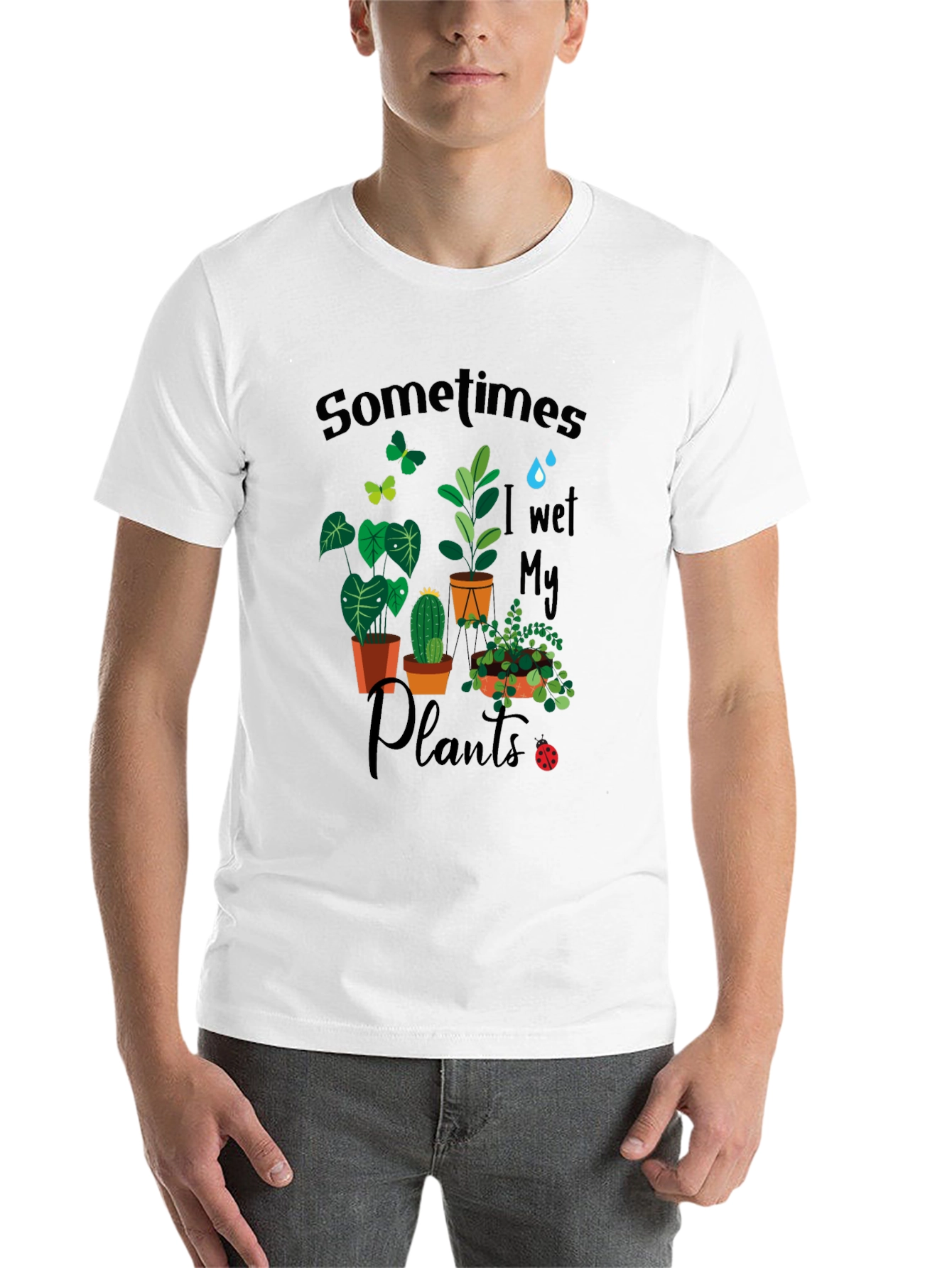Black Sometimes I Wet My Plants Graphic T-Shirt view 14