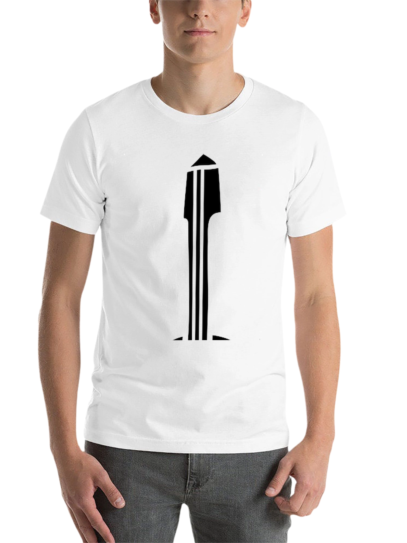 Black Minimalist Black Guitar Neck Graphic T-Shirt view 14