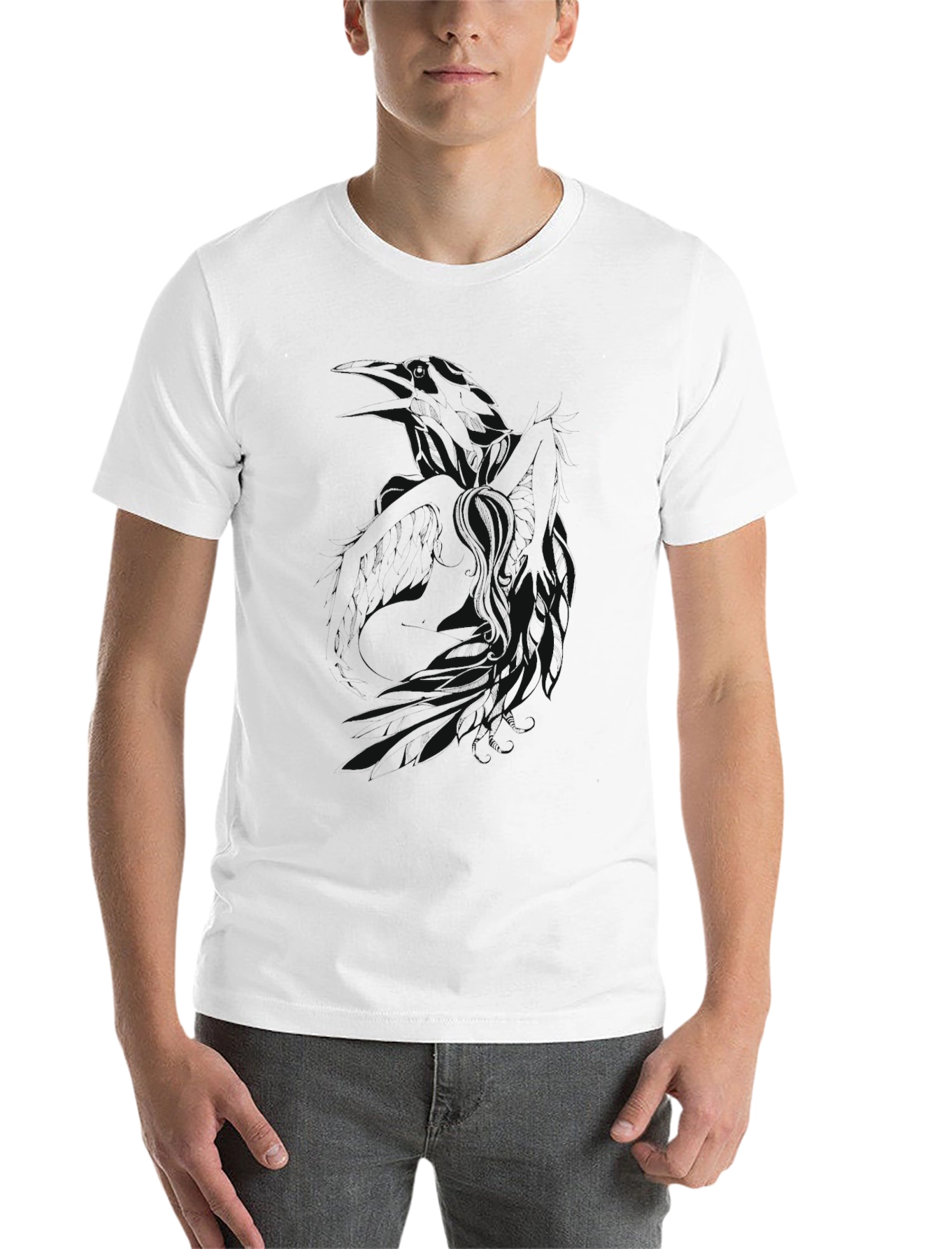 Black Men's Black Graphic Print T-Shirt view 14