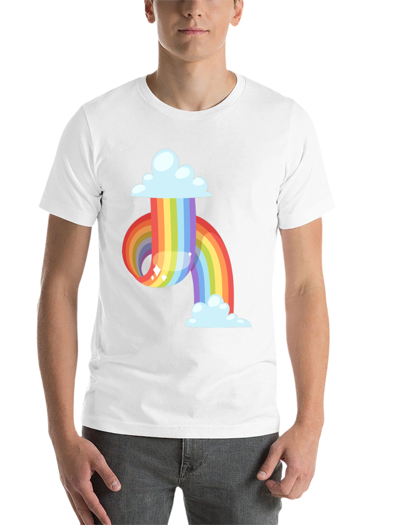 Black Rainbow Cloud Graphic Tee - Soft Cotton Blend view 14