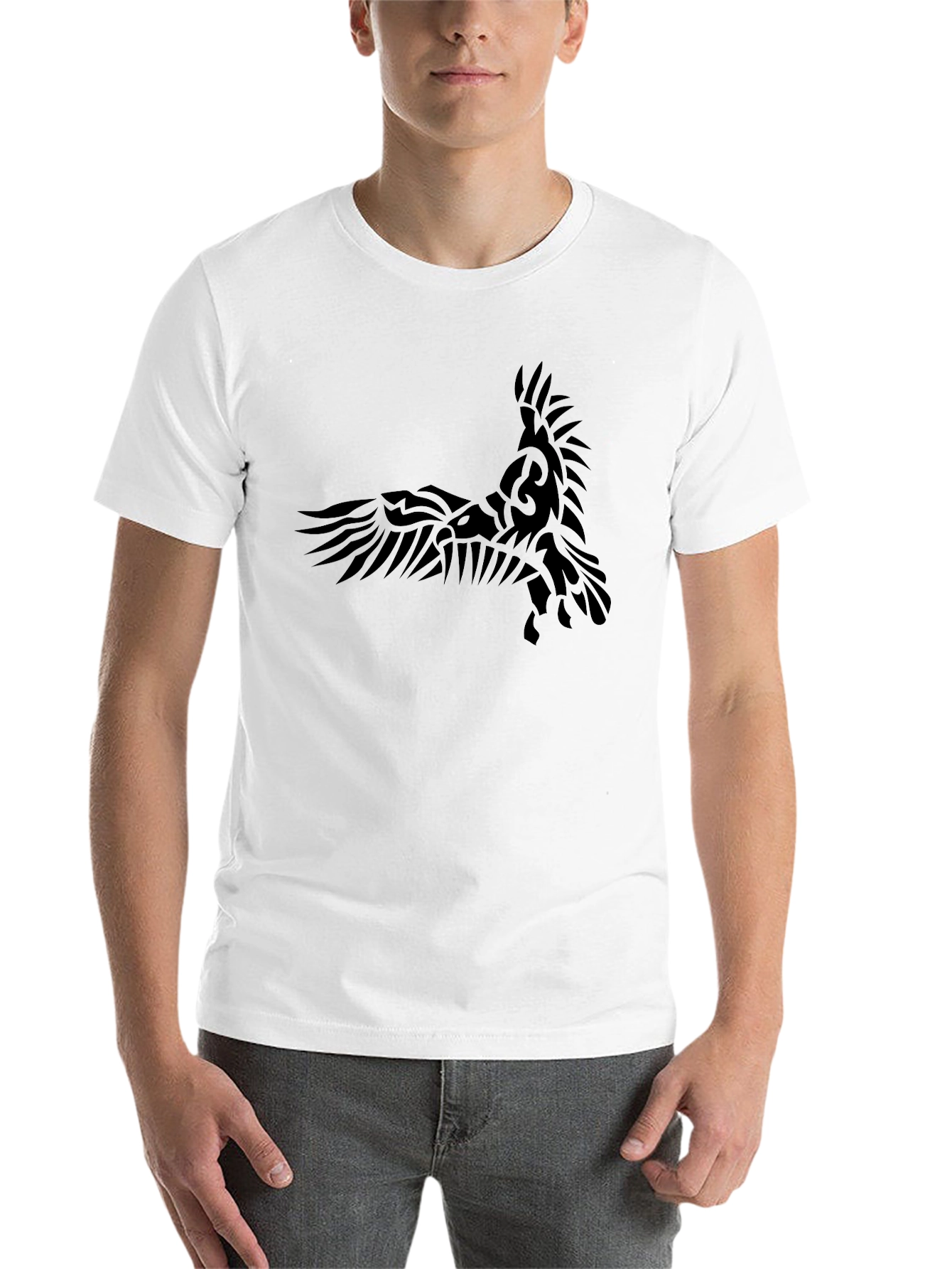 Black Tribal Raven Graphic Black T-Shirt view 14