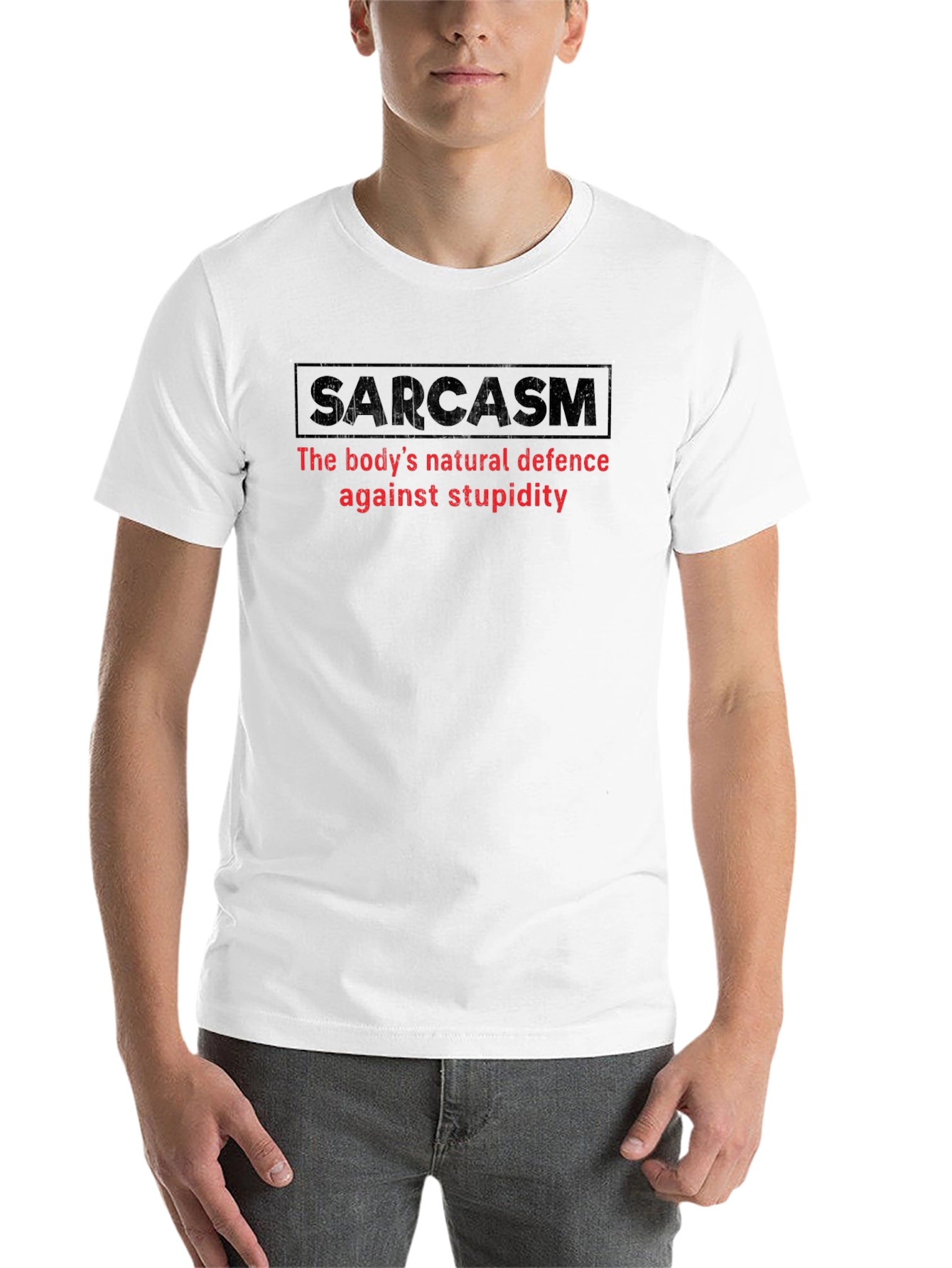 Black Sarcasm Defense Black Cotton T-Shirt view 14