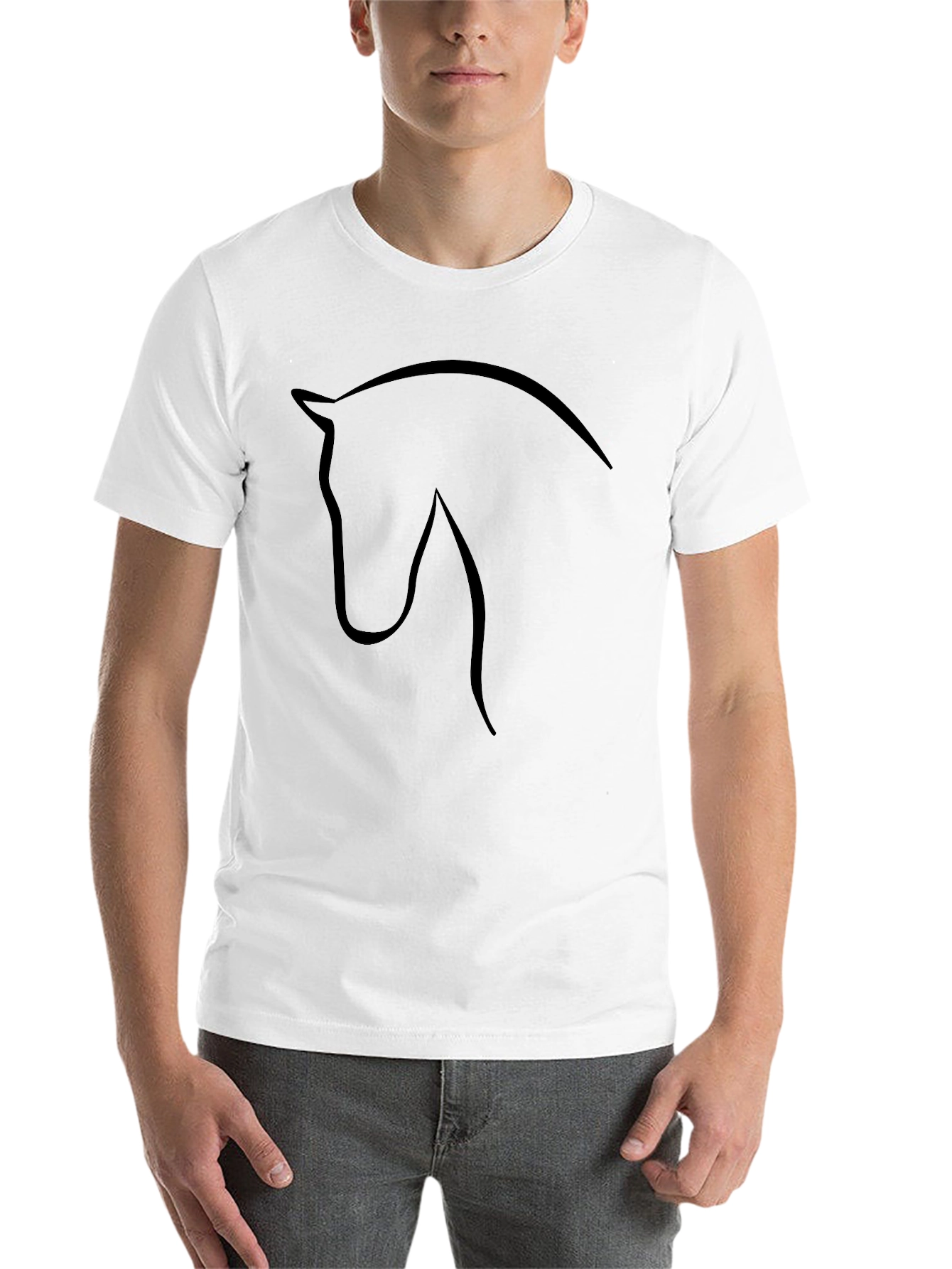 Black Equestrian Tee: Black Horse Silhouette T-Shirt view 14
