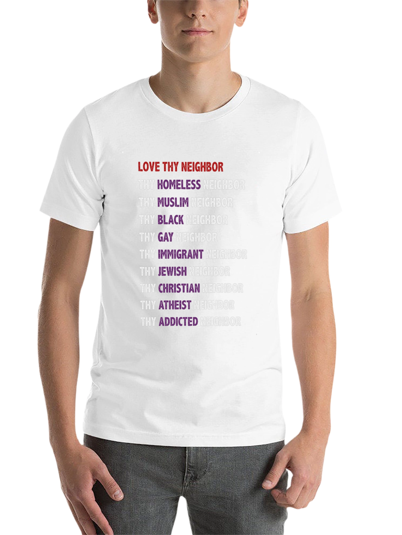 Love Thy Neighbor Graphic Tee - Black Unisex T-Shirt - 14
