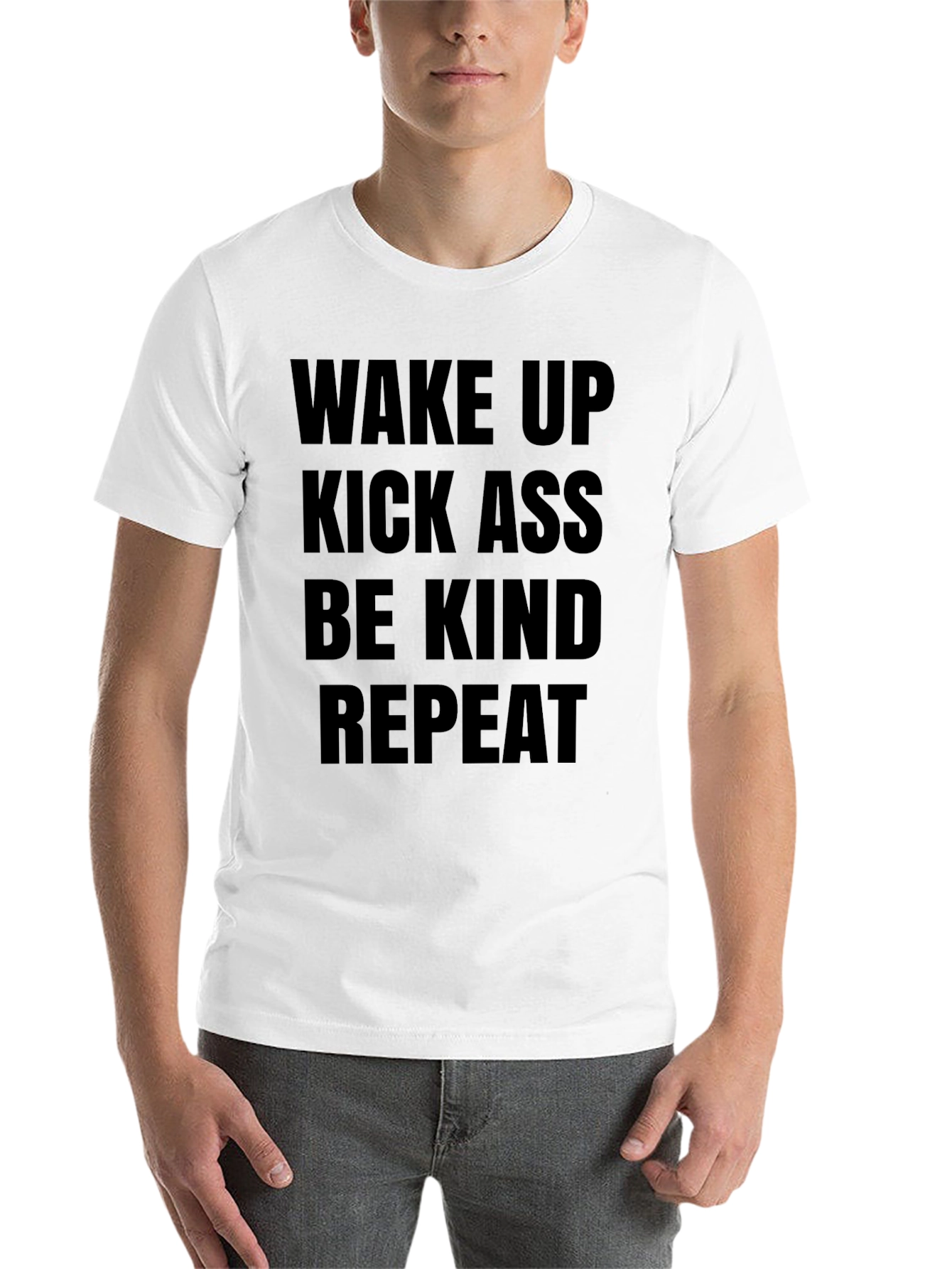 Black Wake Up Kick Ass Be Kind T-Shirt view 14