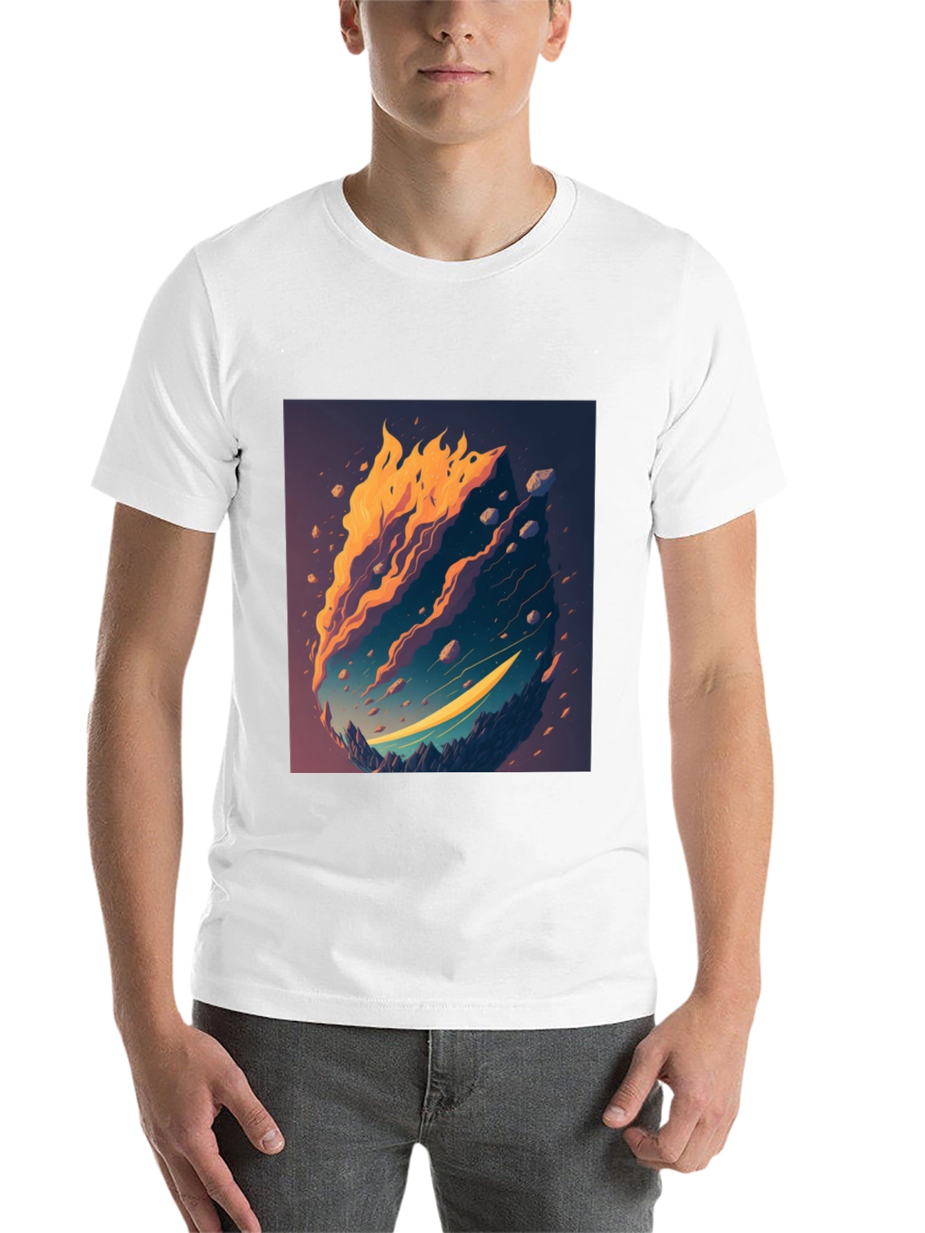 Black Fiery Landscape Graphic Tee - Unique Design view 14
