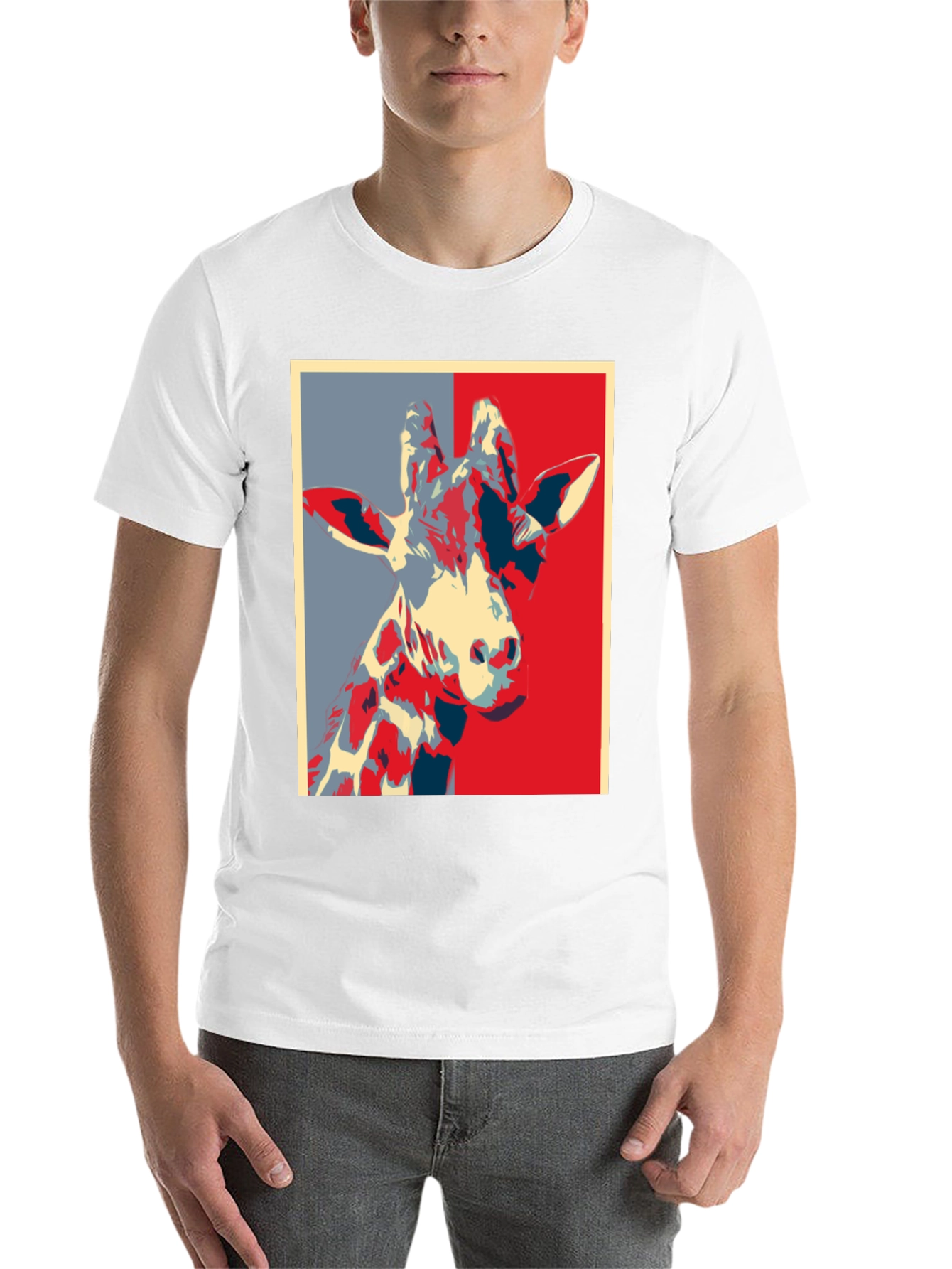 Black Giraffe Pop Art Graphic Tee - Trendy Crew Neck T-Shirt view 14