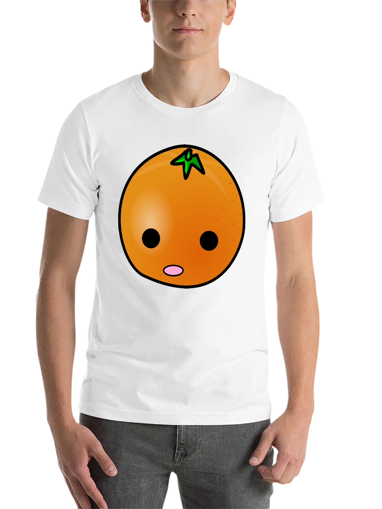 Black Funny Orange Cartoon Face Graphic Tee view 14