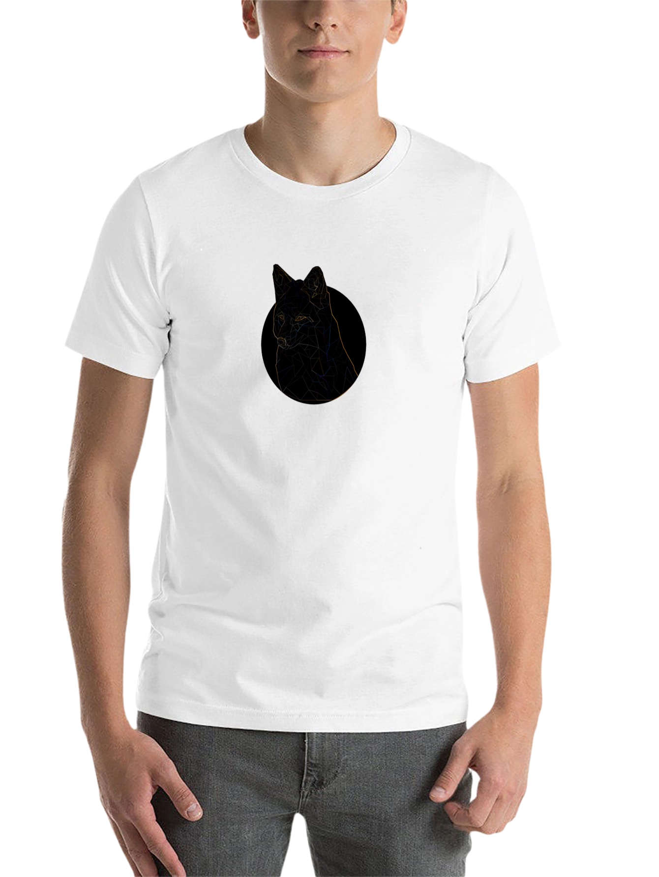 Black Geometric Cat Graphic Tee - Black view 14