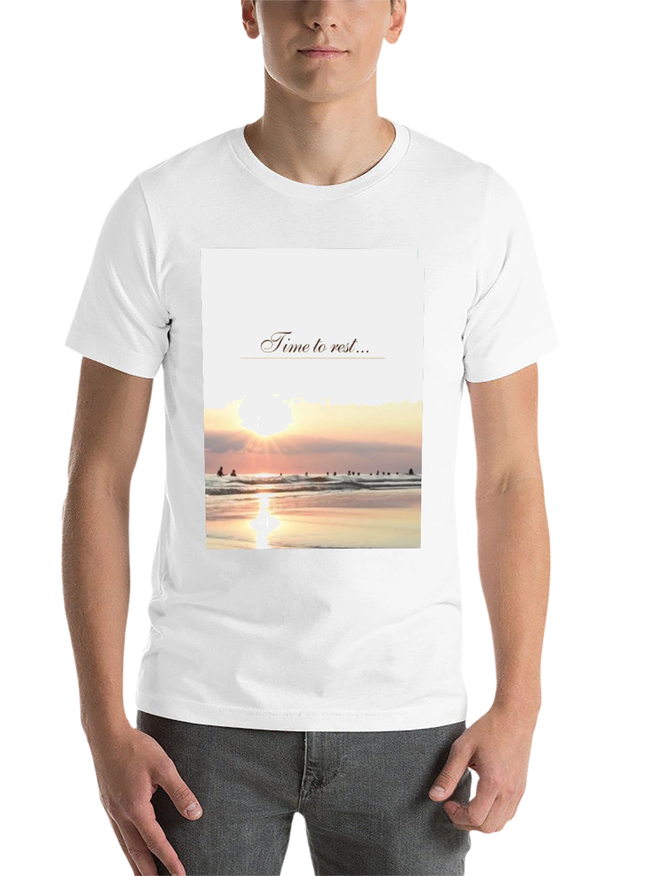 Black Time to Rest Graphic Tee - Beach Sunset Design view 14