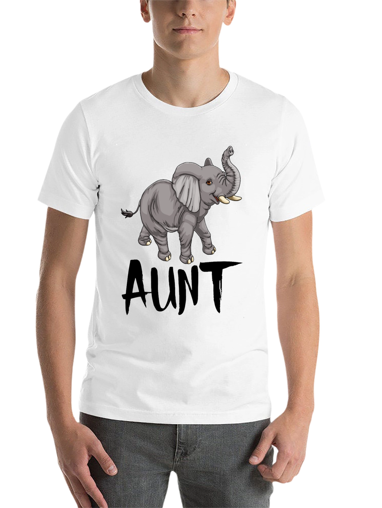 Black Cute Aunt Elephant Graphic Tee - Black view 14