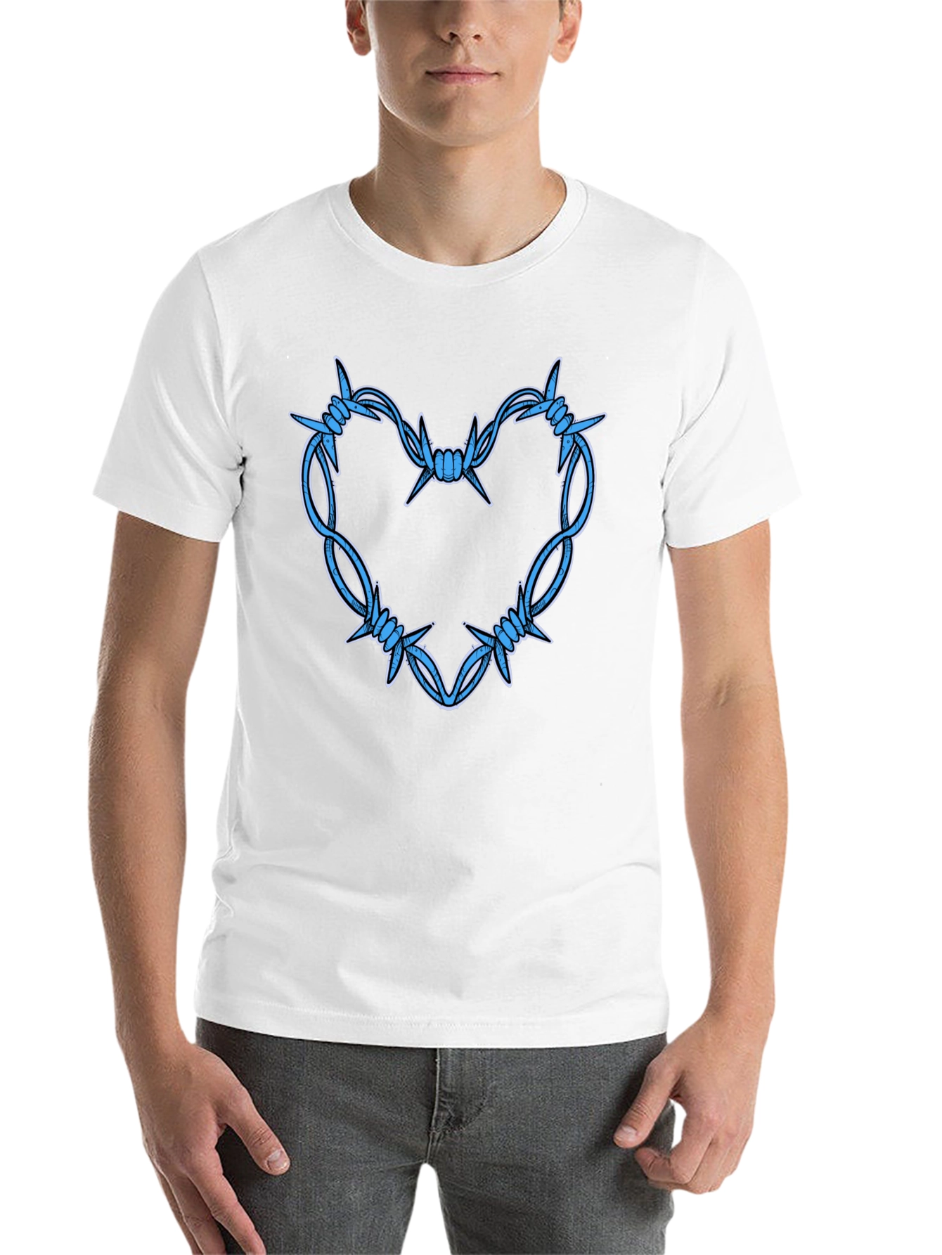 Black Barbed Wire Heart Graphic T-Shirt view 14