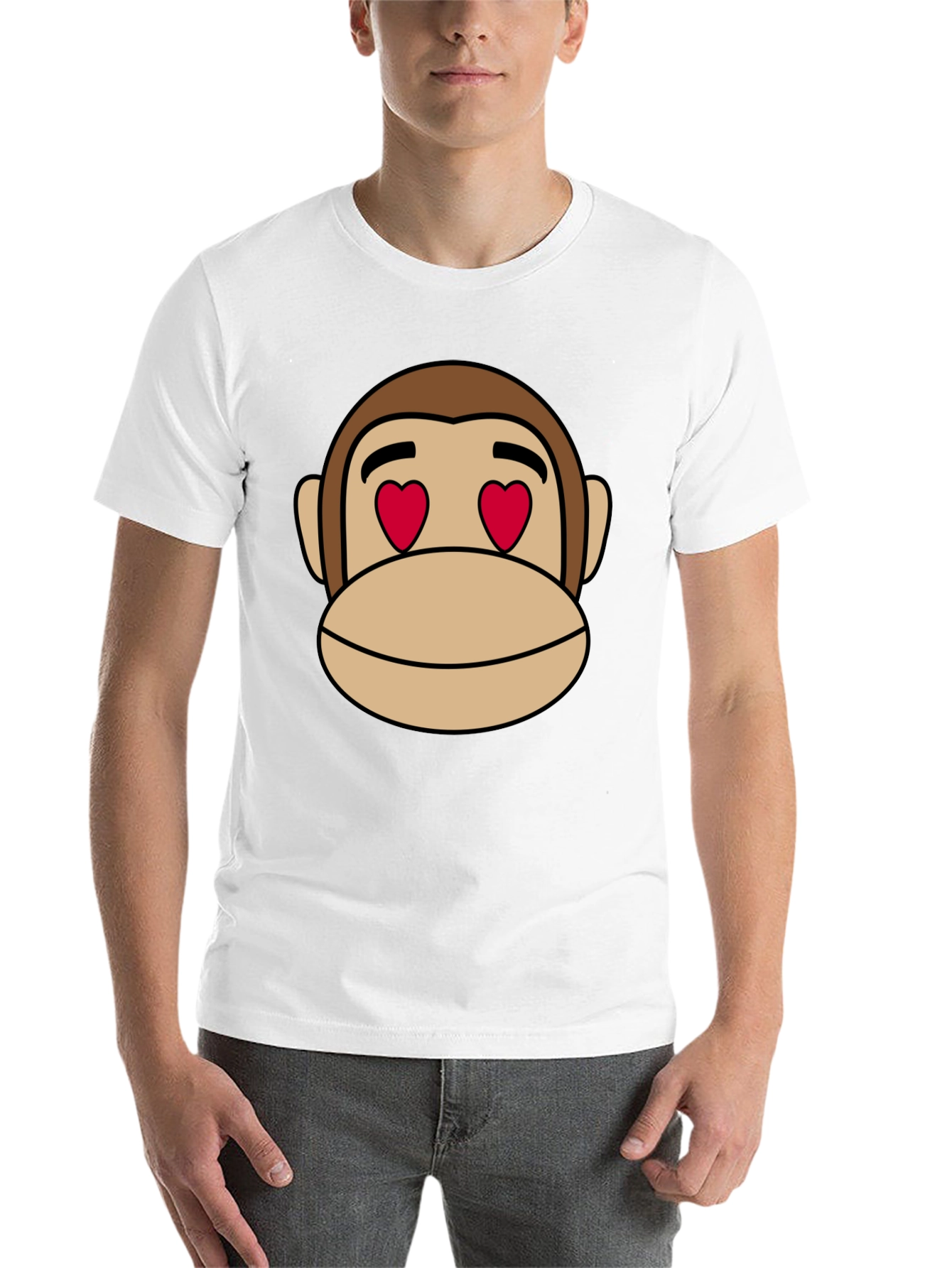Black Monkey Face Heart Eyes T-Shirt - Black Cotton view 14