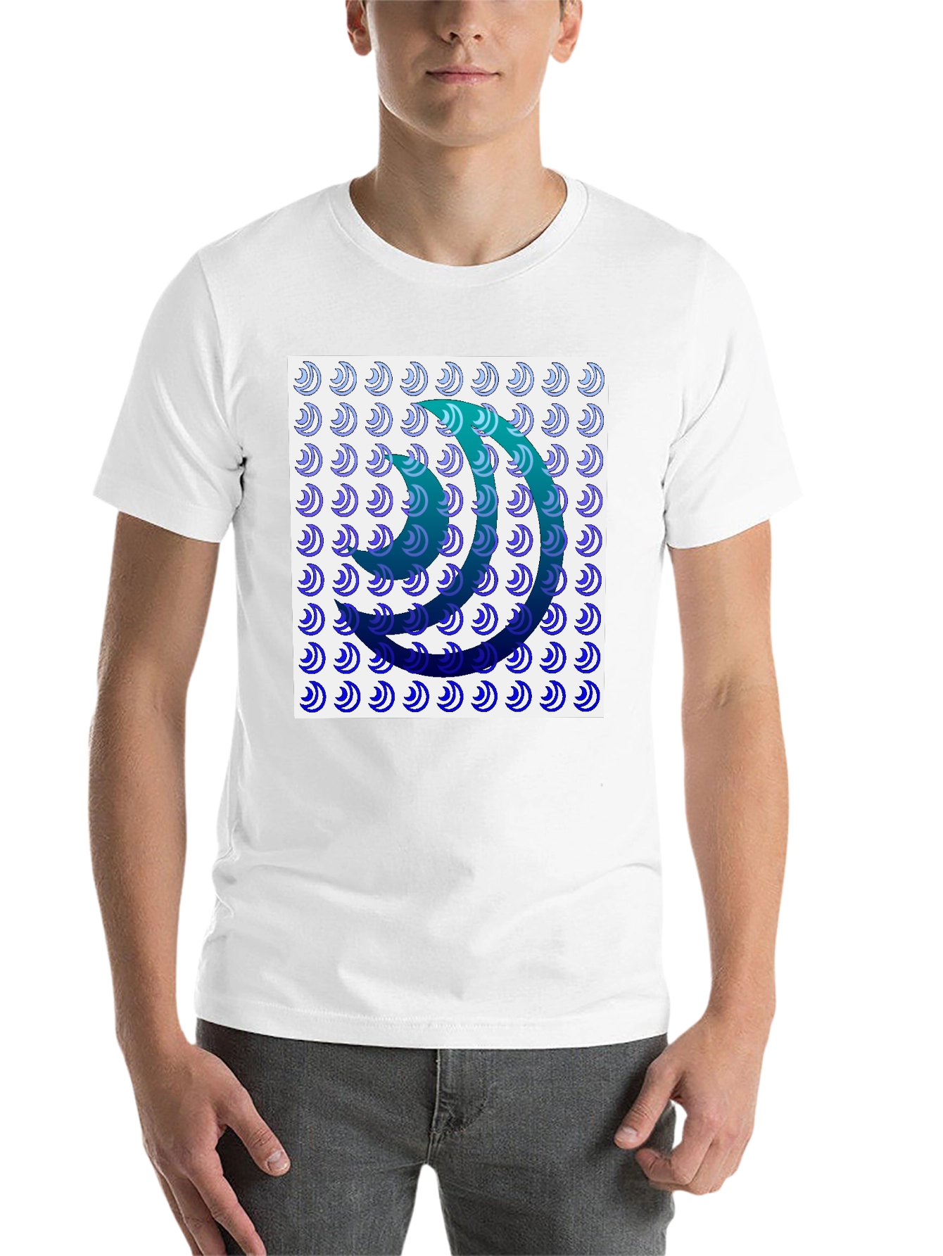 Abstract Wave Pattern Graphic T-Shirt - 14