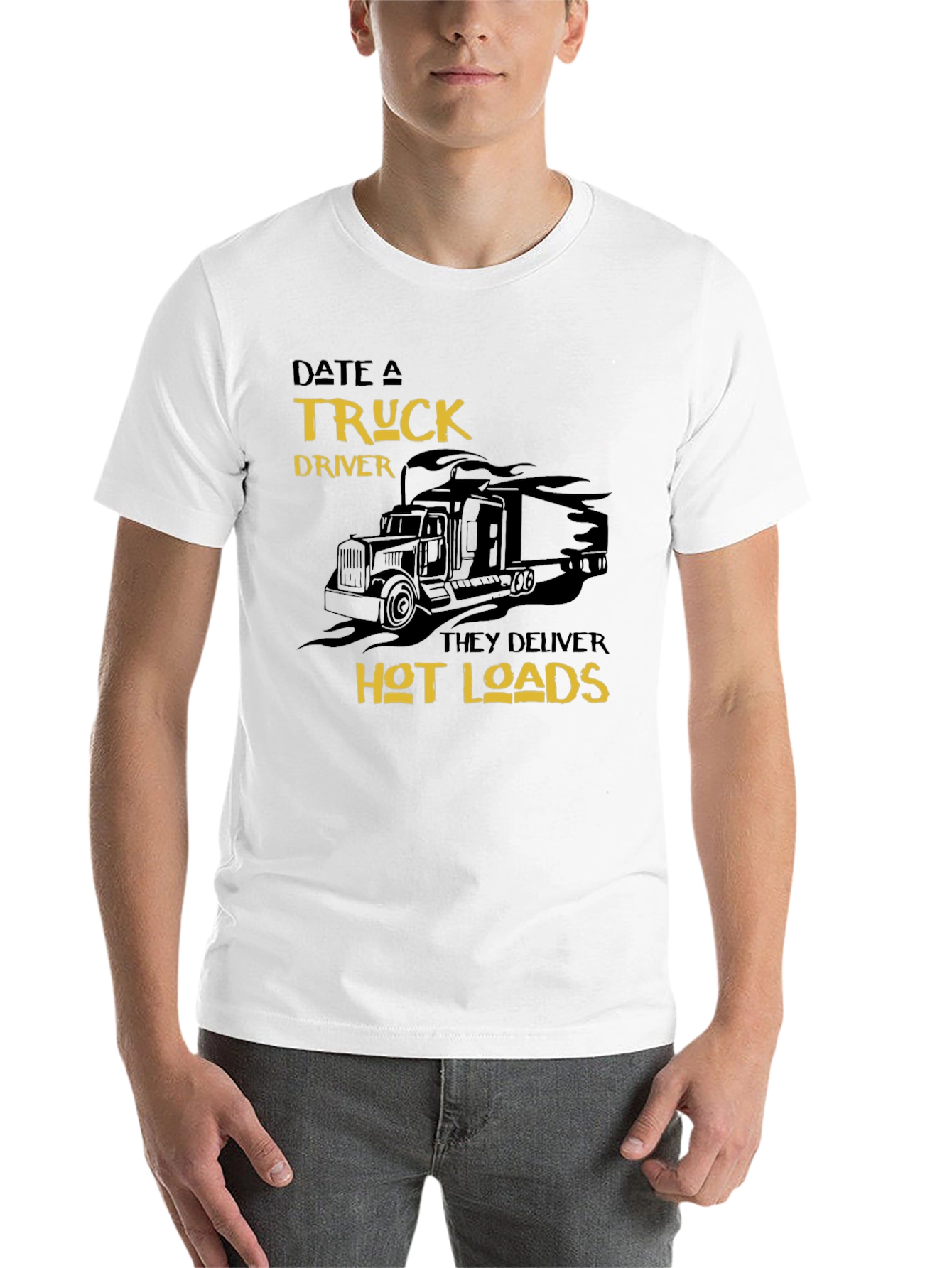Black Date a Truck Driver Funny Graphic T-Shirt view 14