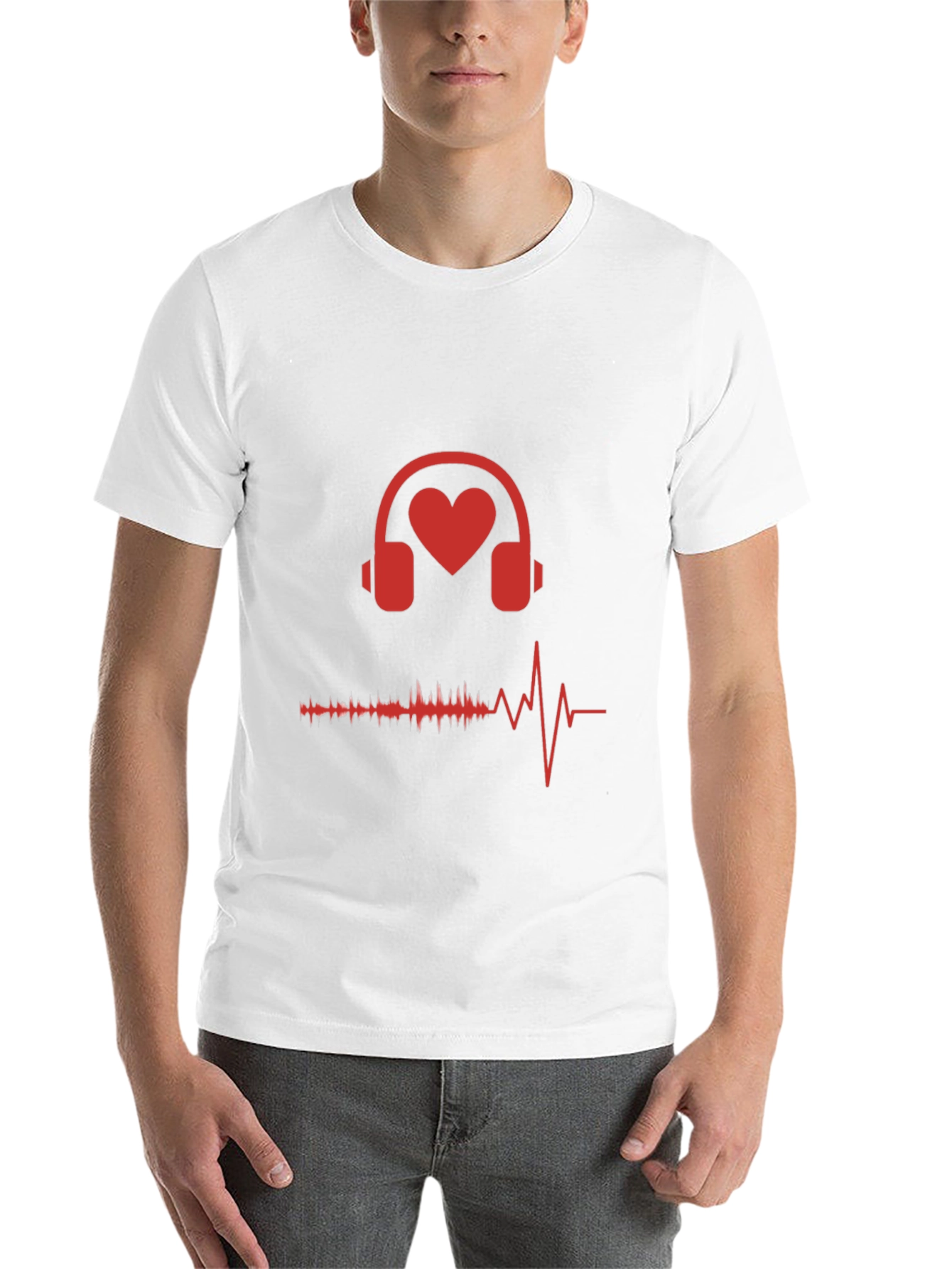 Black Heart Headphones Graphic Tee - Music Lover Shirt view 14