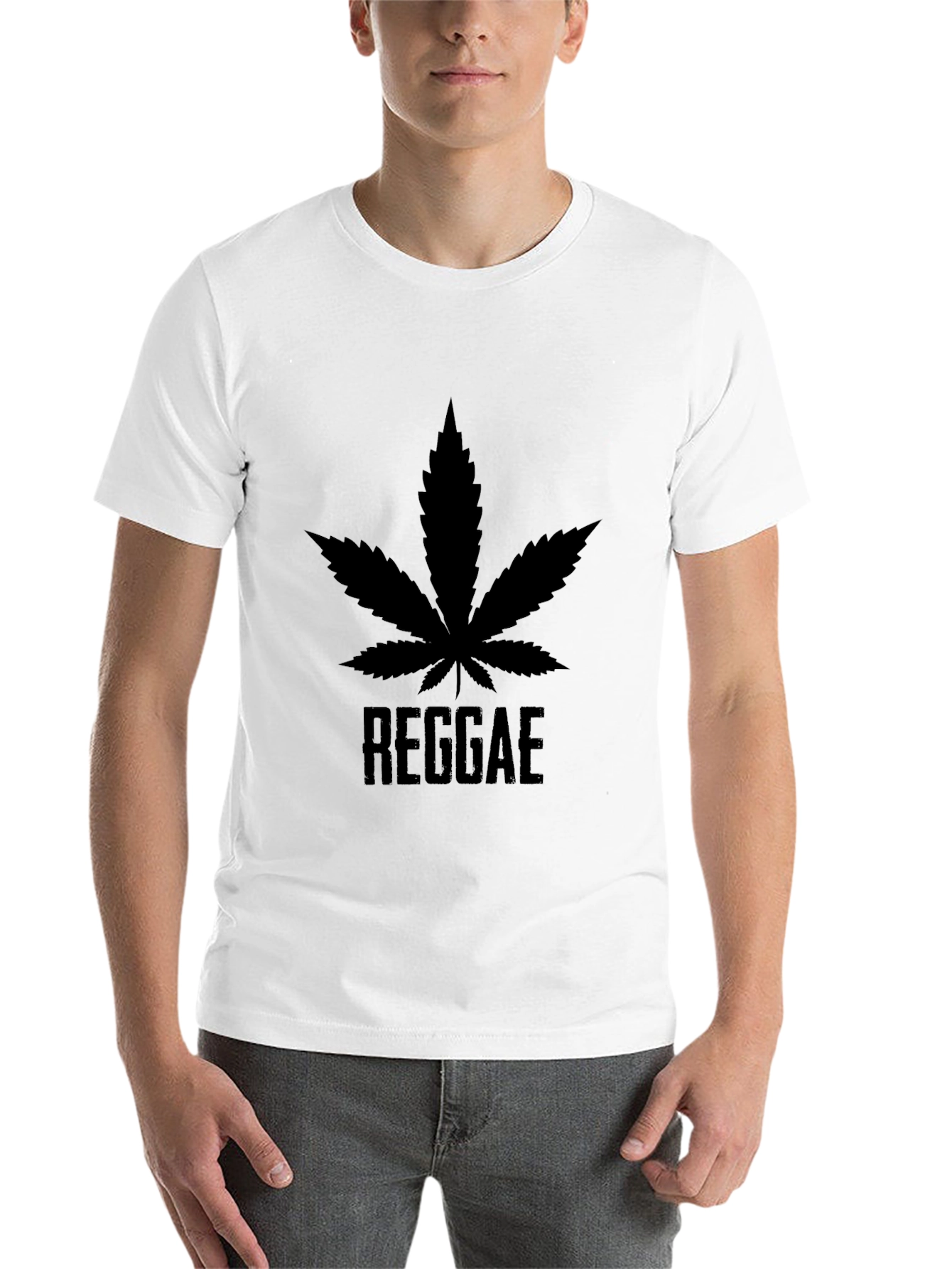 Black Reggae Leaf T-Shirt - Black Cotton Graphic Tee view 14