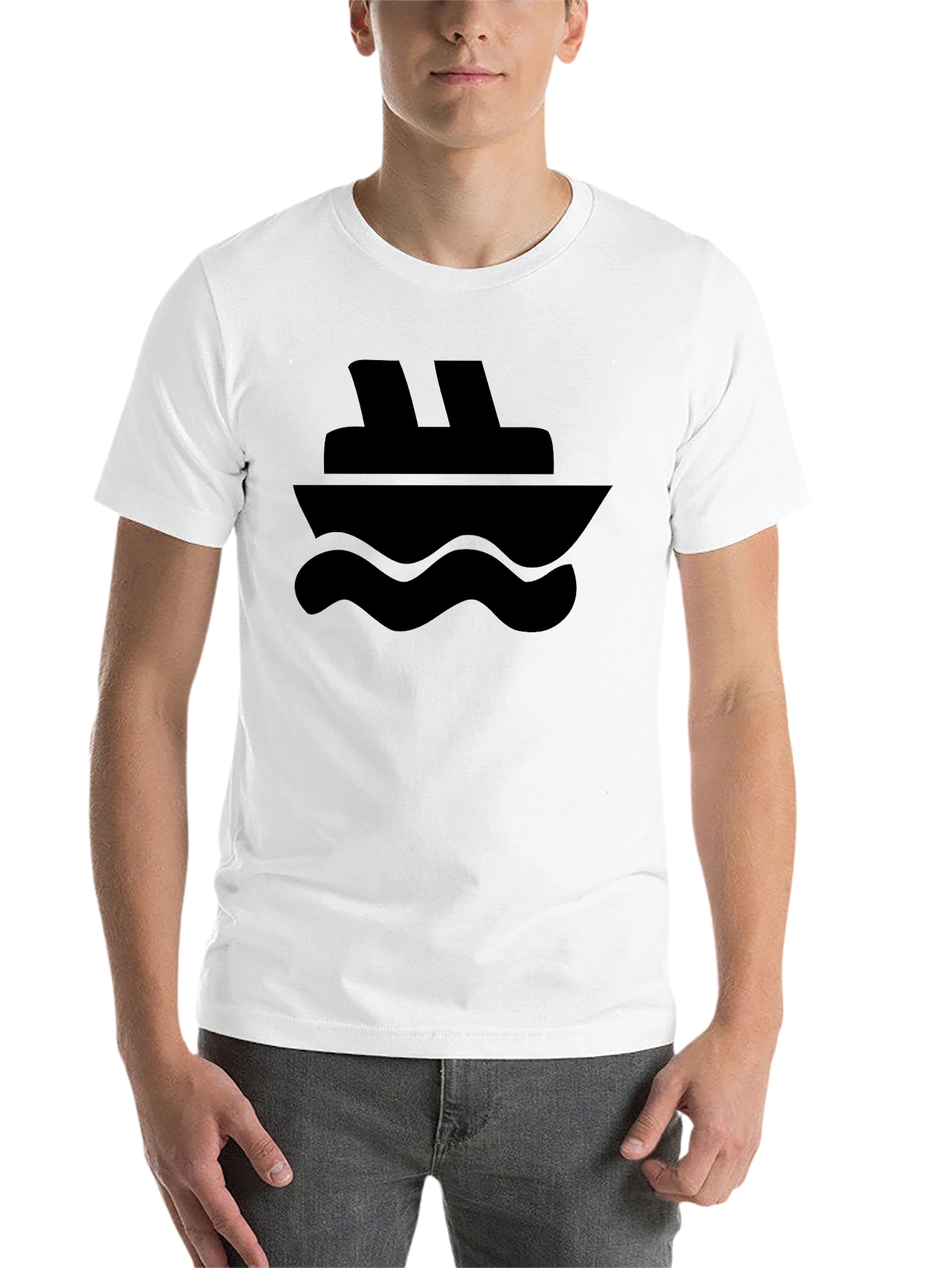 Black Nautical Cruise Ship Graphic Tee - Black Cotton T-Shirt view 14